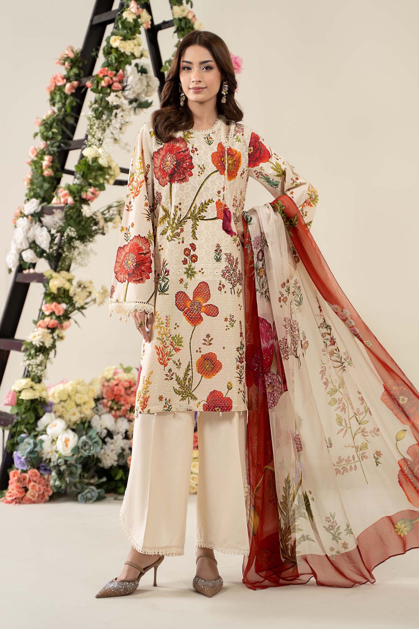 3 Piece Embroidered Lawn Suit | MPS-2607-A