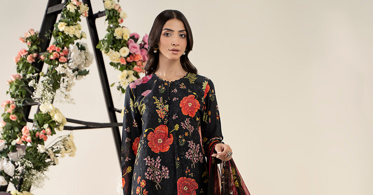 3 Piece Unstitched Embroidered Lawn Suit | MPT-2607-B