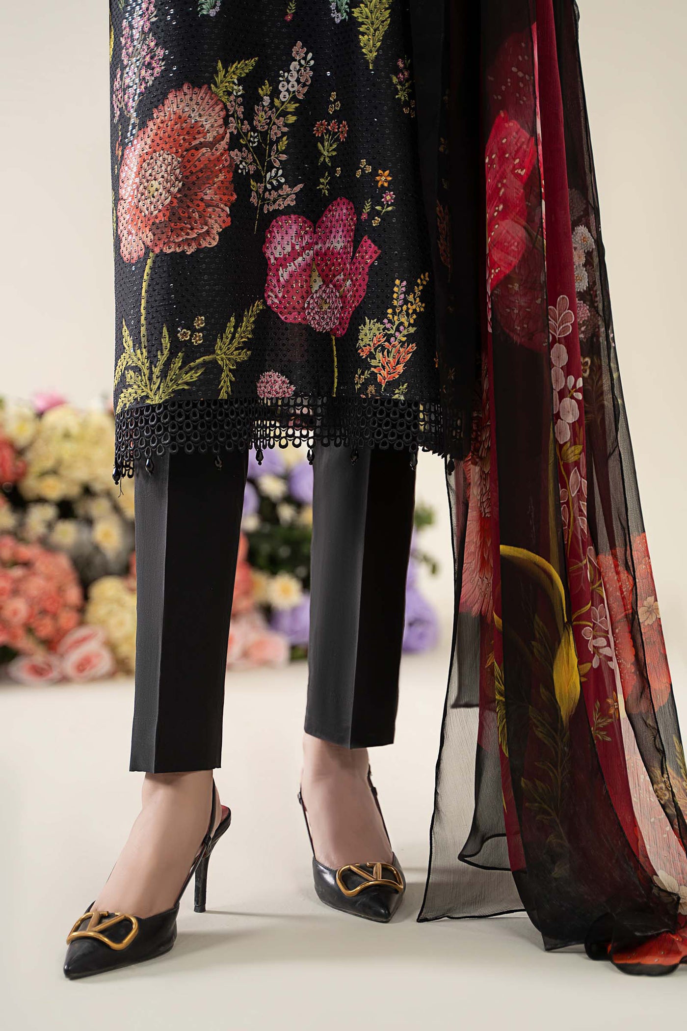 3 Piece Unstitched Embroidered Lawn Suit | MPT-2607-B