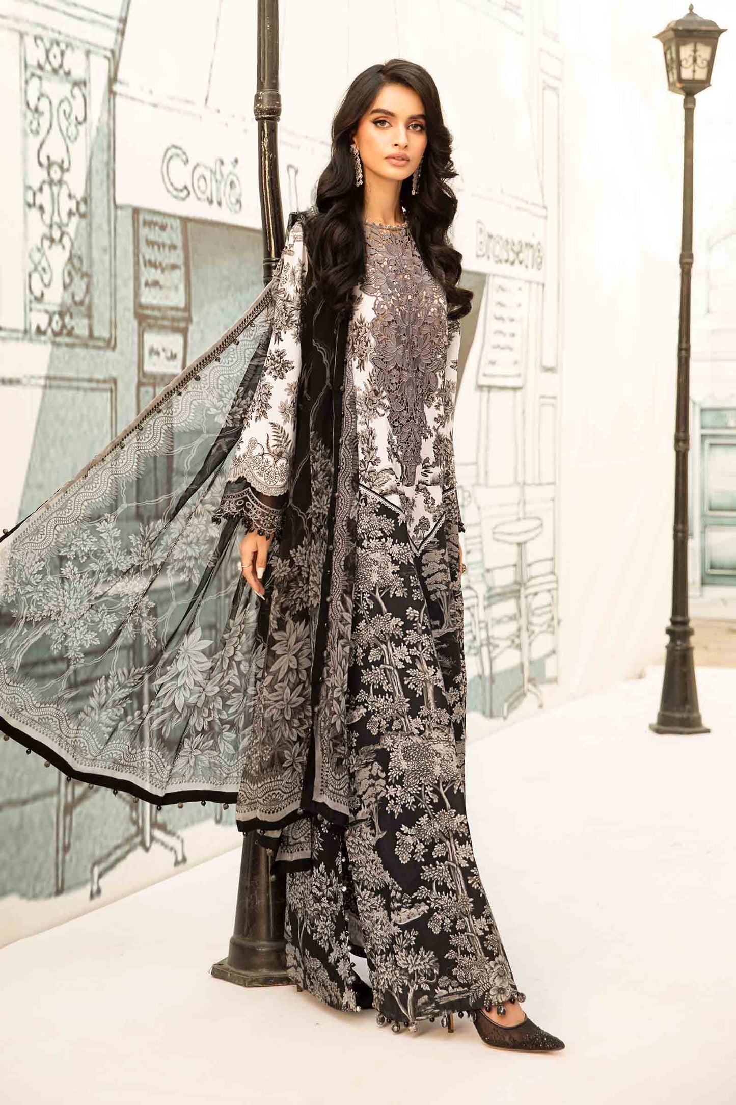 3 Piece Unstitched Embroidered Lawn Suit | MPT-2608-B
