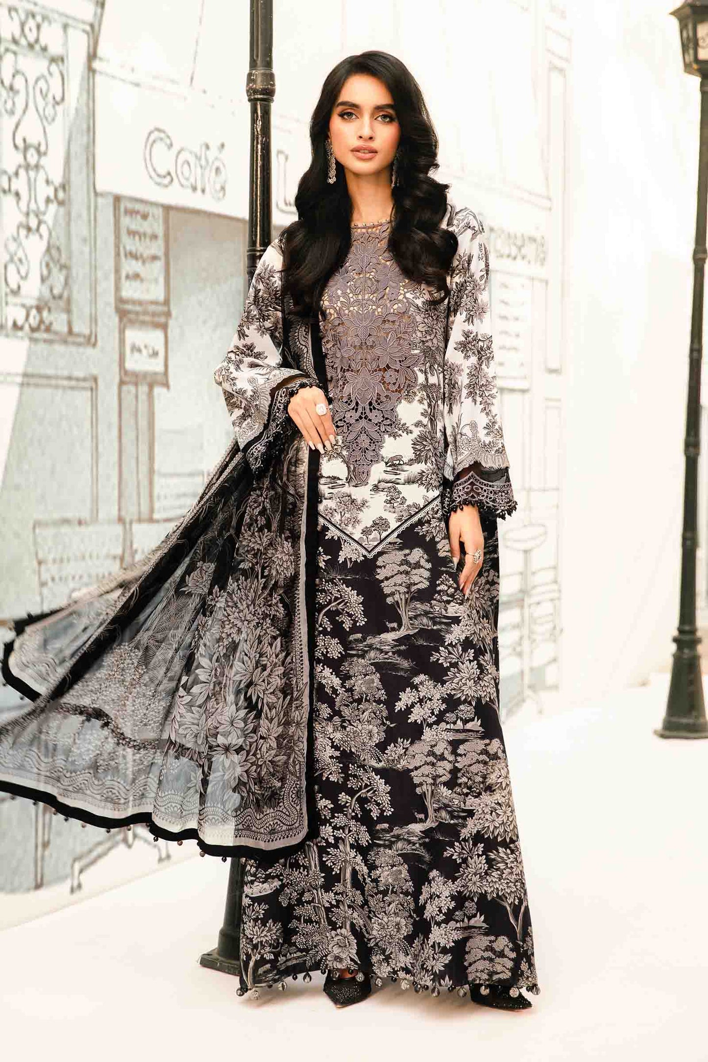 3 Piece Unstitched Embroidered Lawn Suit | MPT-2608-B