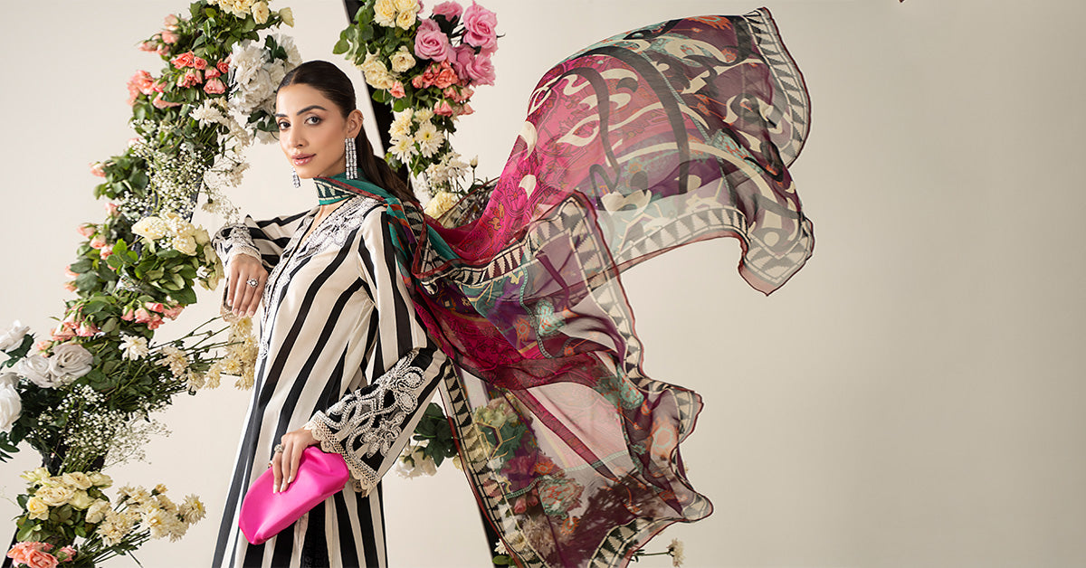 3 Piece Embroidered Lawn Suit | MPS-2609-B