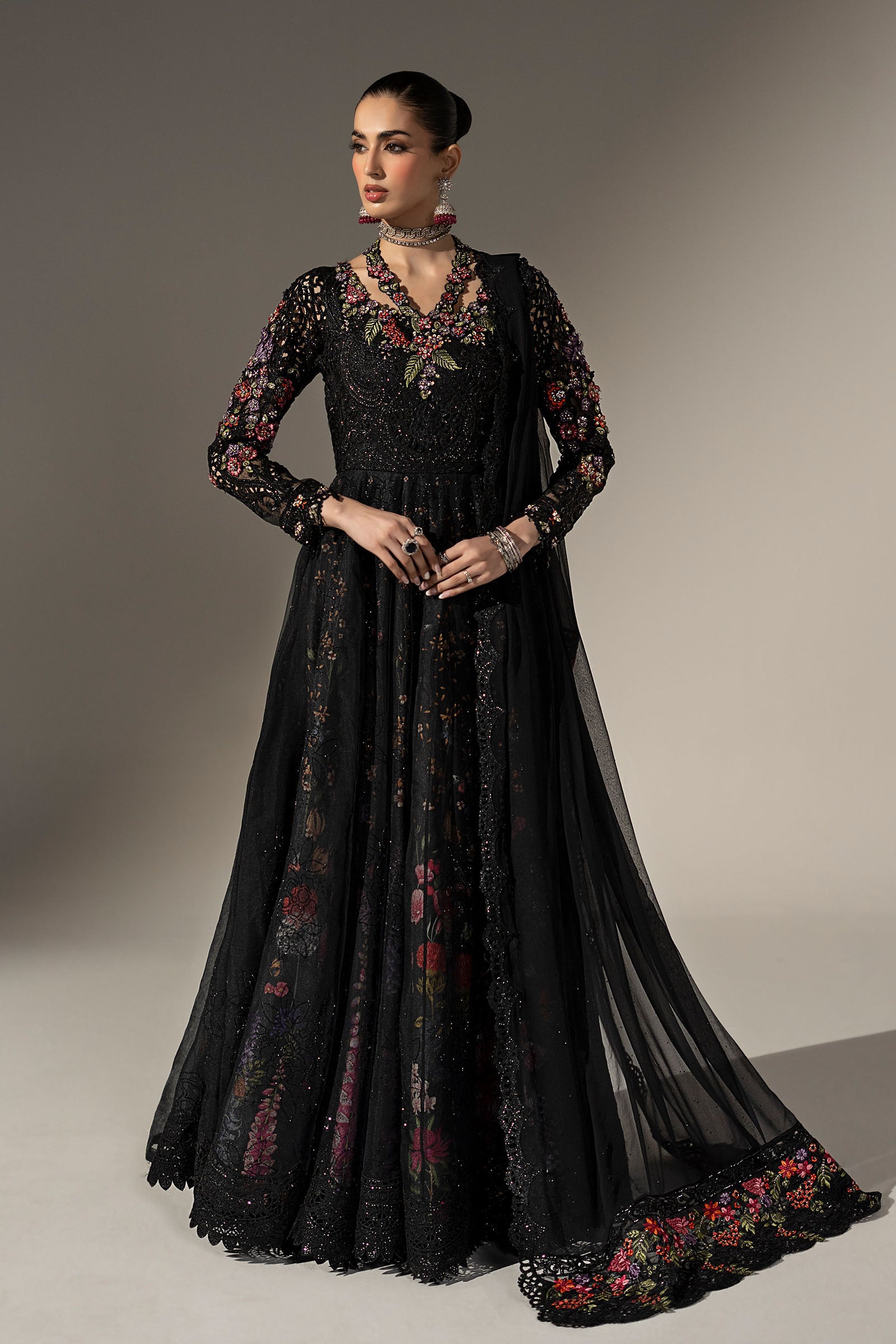 3 Piece Embroidered Organza Suit