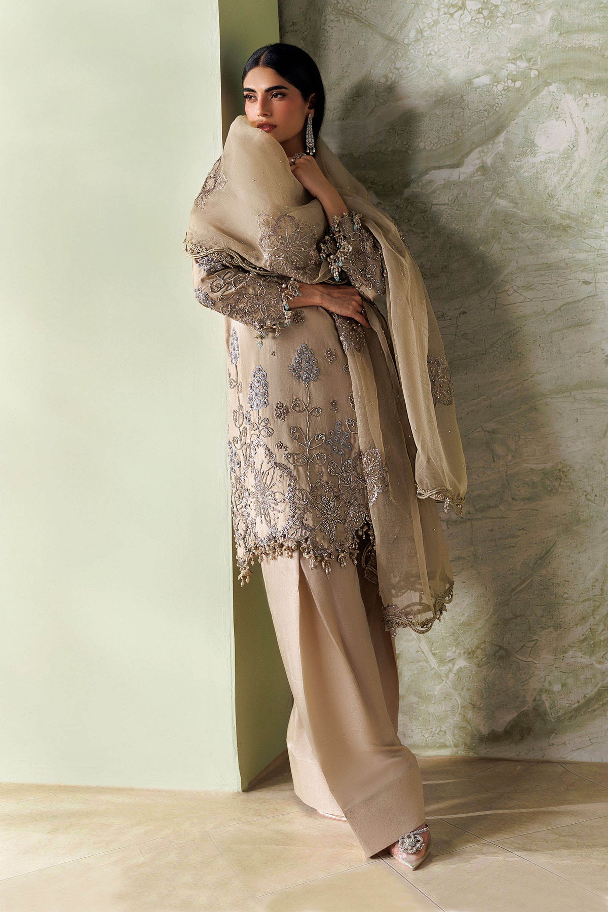 3 Piece Unstitched Embroidered Tusser Silk Suit