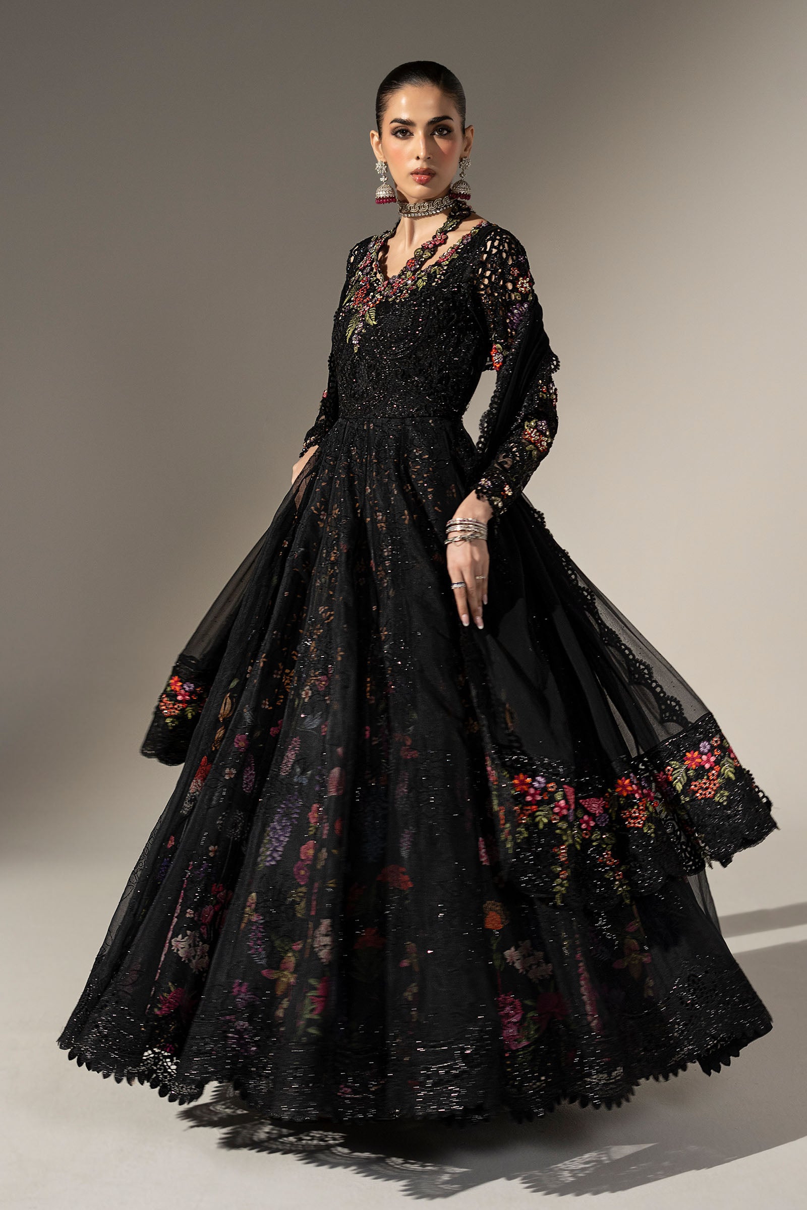 3 Piece Embroidered Organza Suit