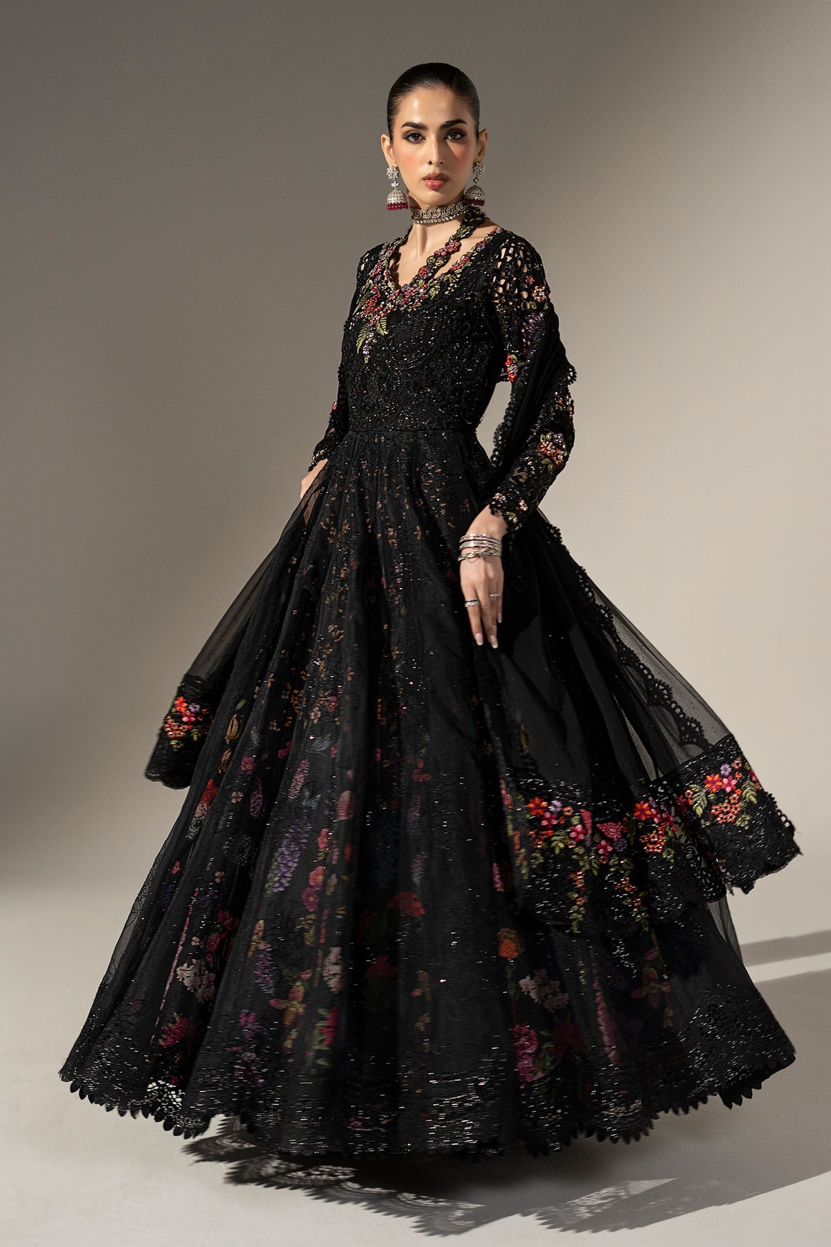 3 Piece Embroidered Organza Suit