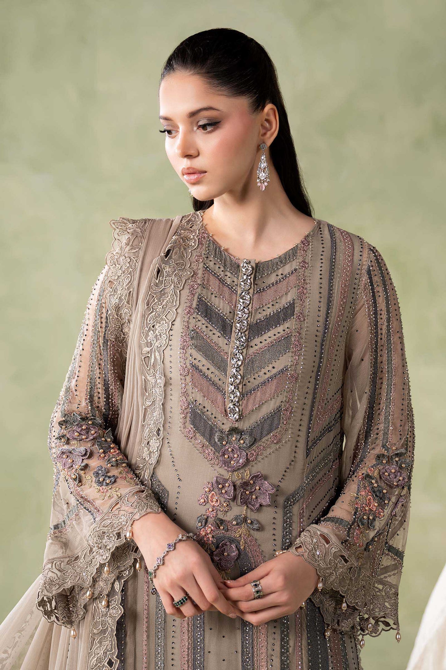 3 Piece Embroidered Chiffon Suit