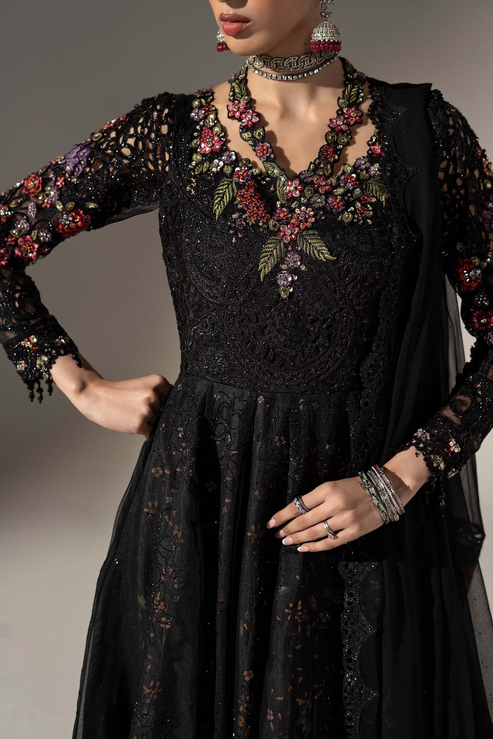 3 Piece Embroidered Organza Suit