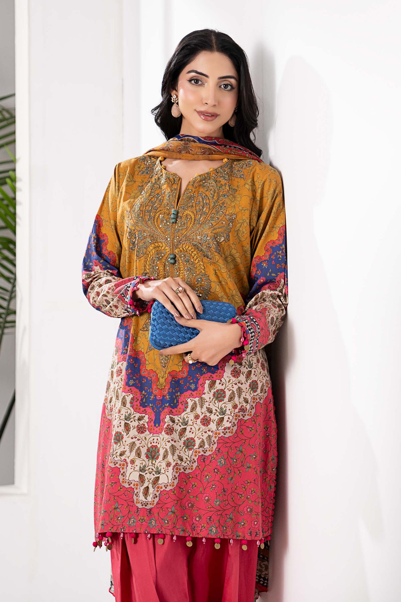 3 Piece Embroidered Cambric Suit