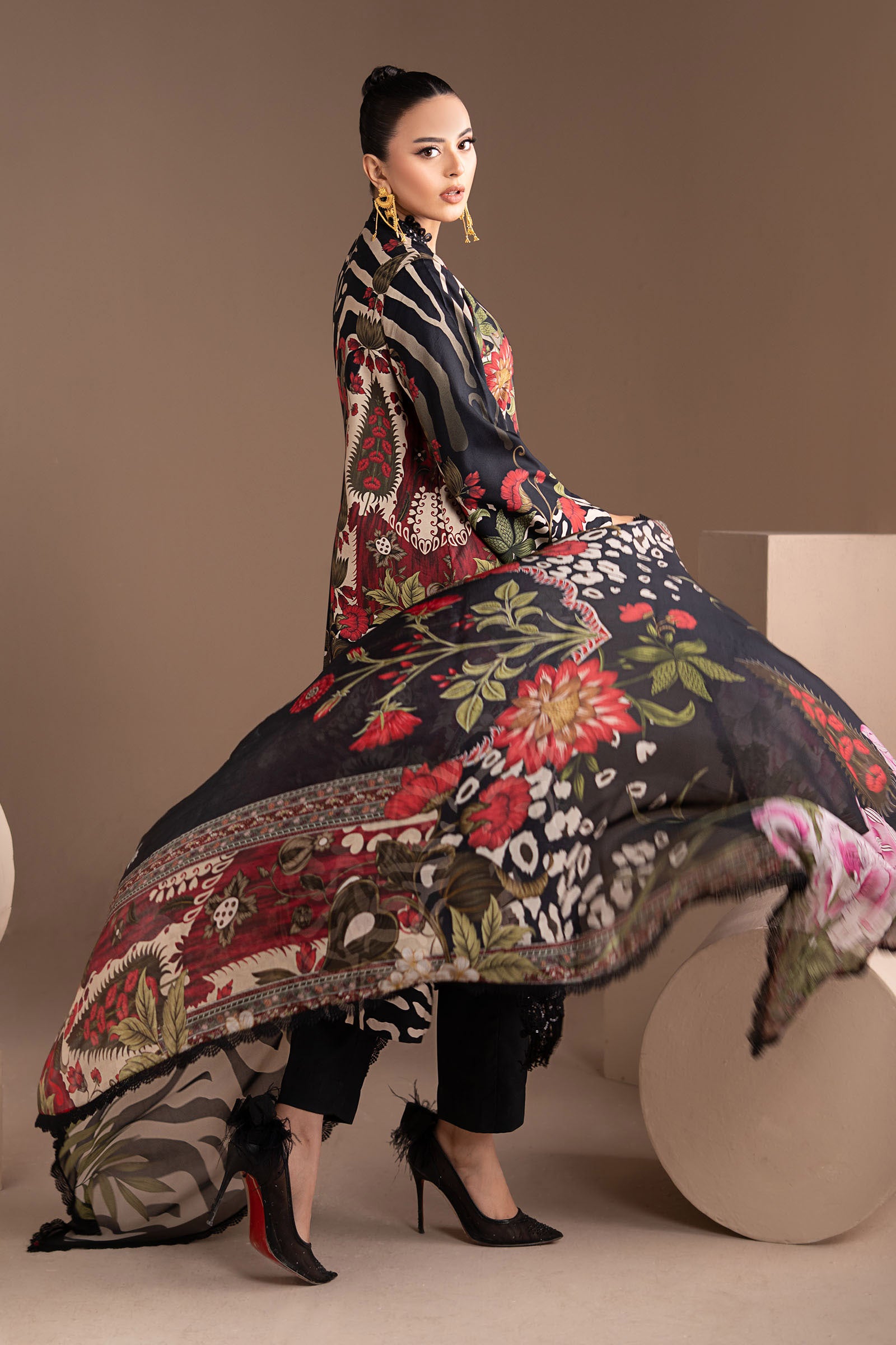 3 Piece Embroidered Linen Suit