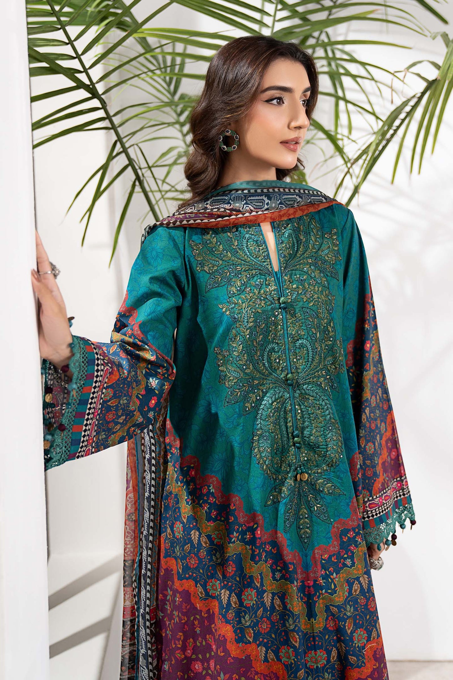 3 Piece Embroidered Cambric Suit