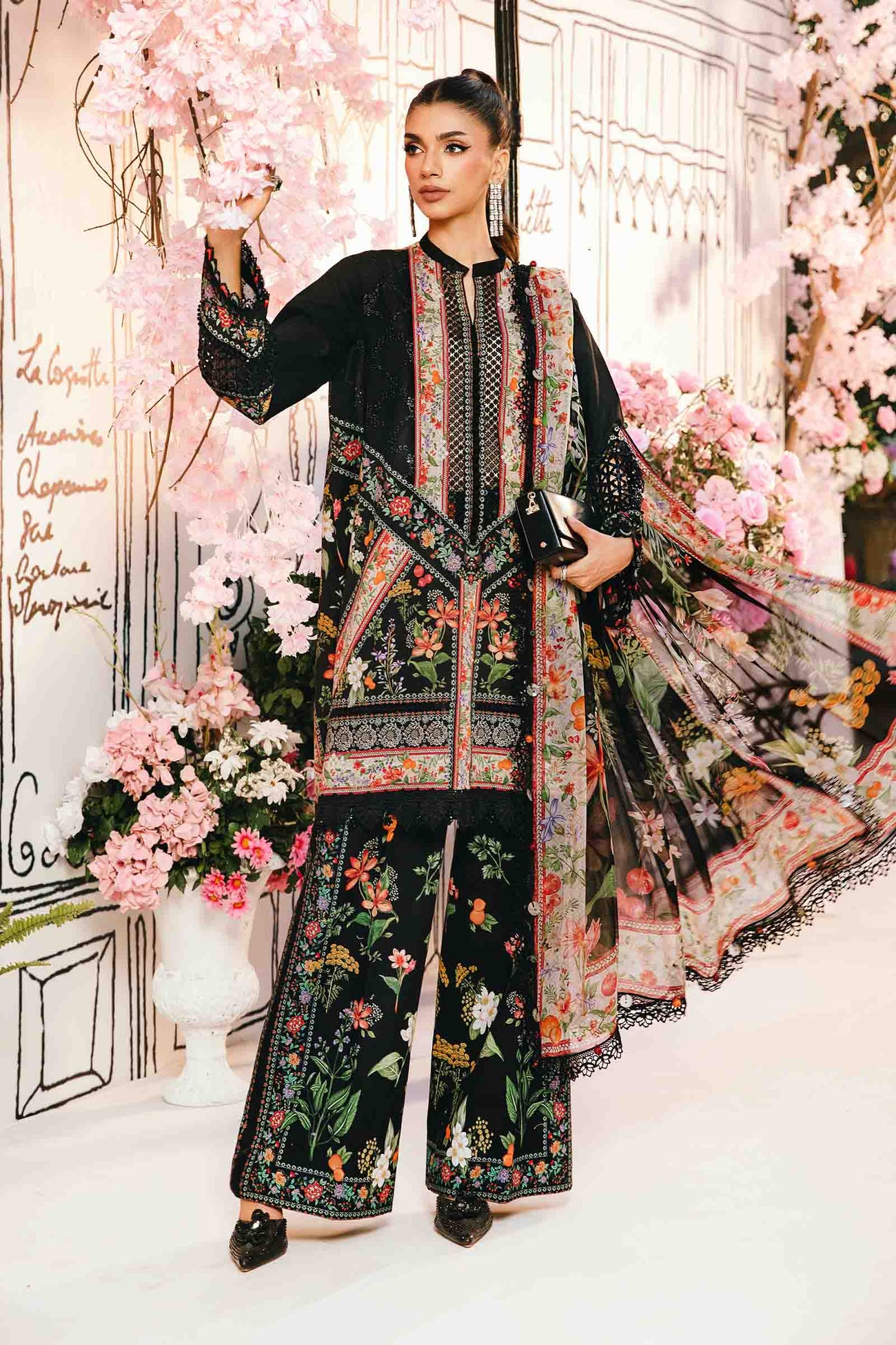 3 Piece Unstitched Embroidered Lawn Suit | MPT-2610-B