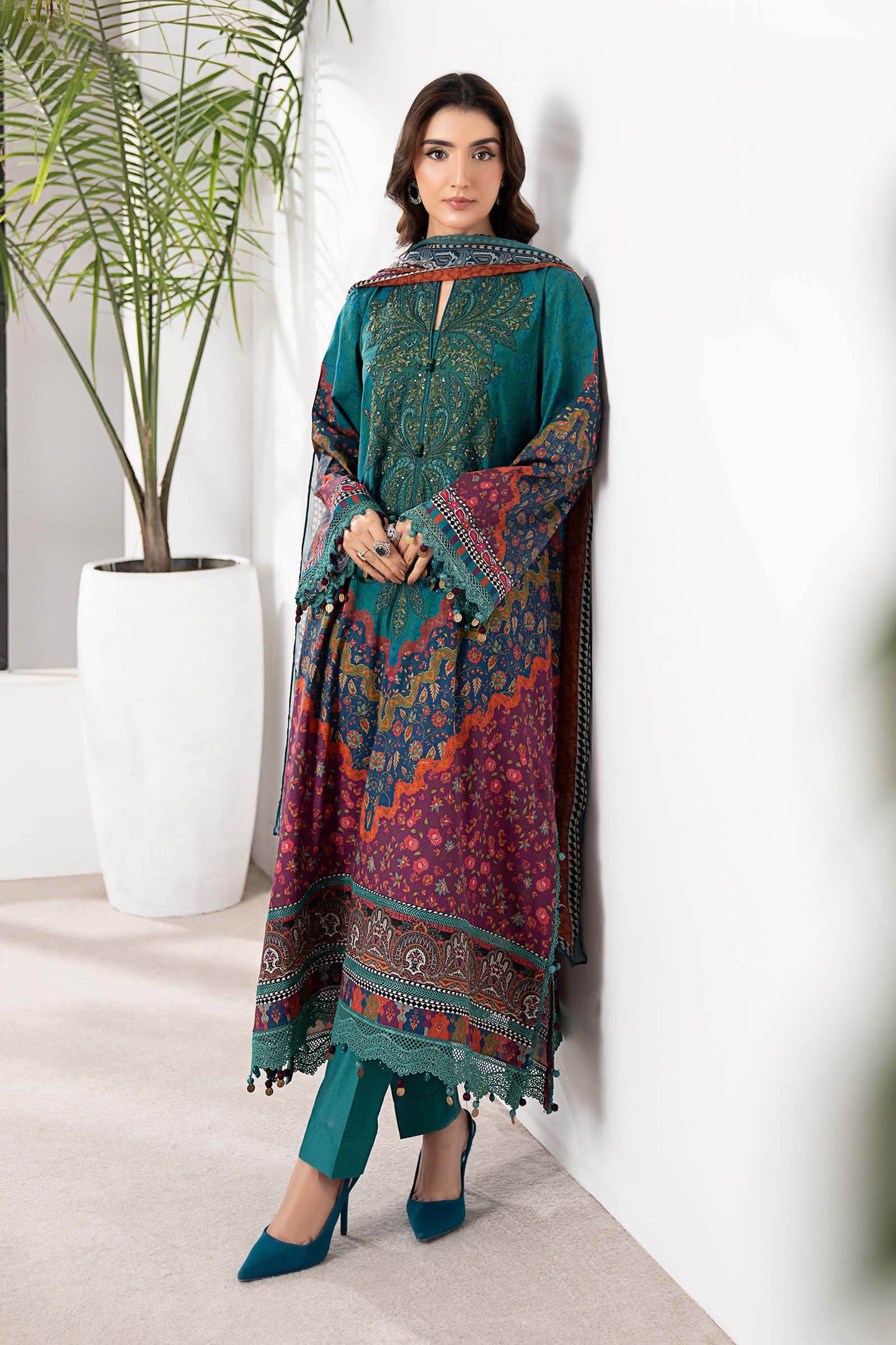 3 Piece Embroidered Cambric Suit