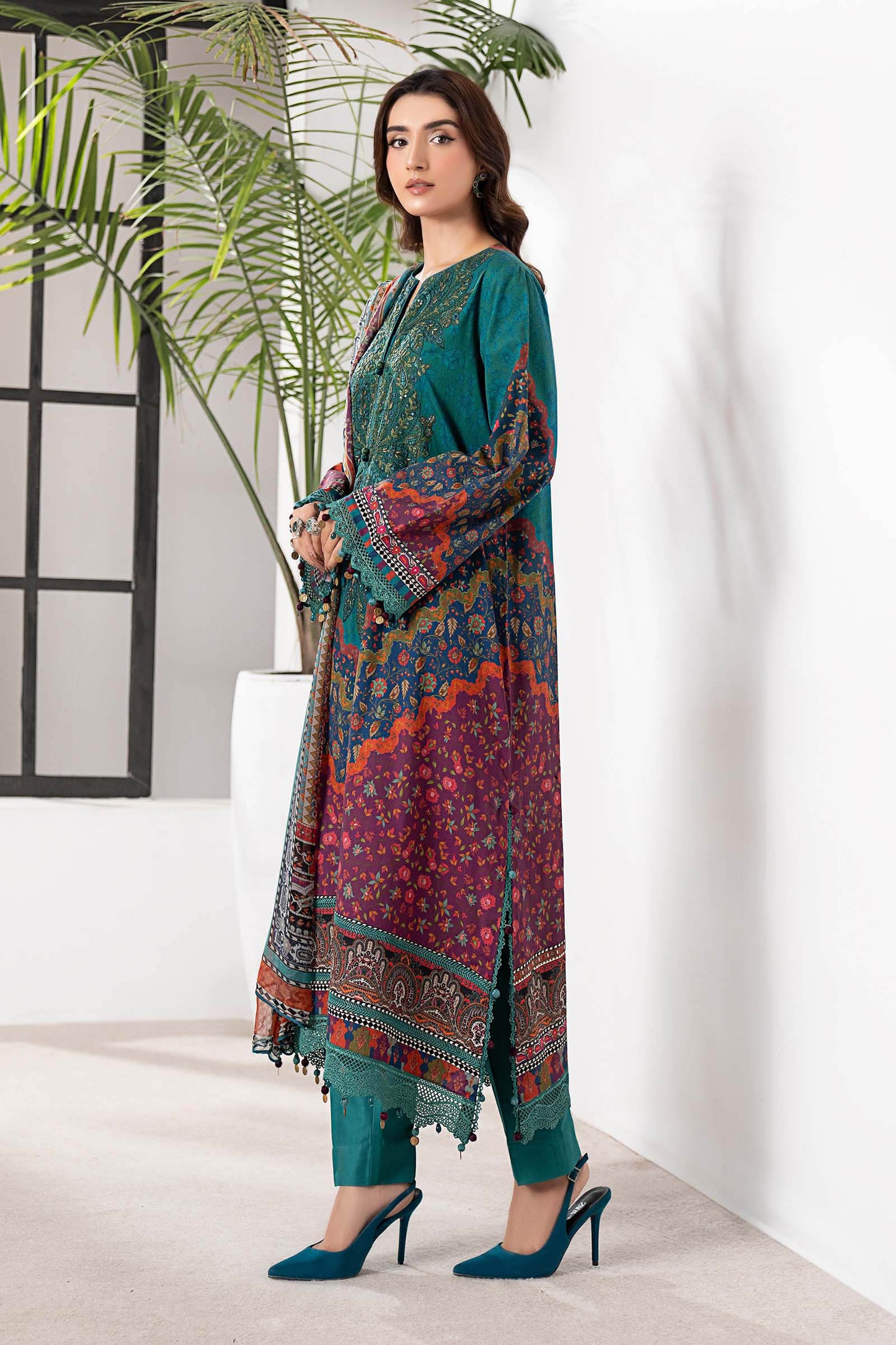 3 Piece Embroidered Cambric Suit