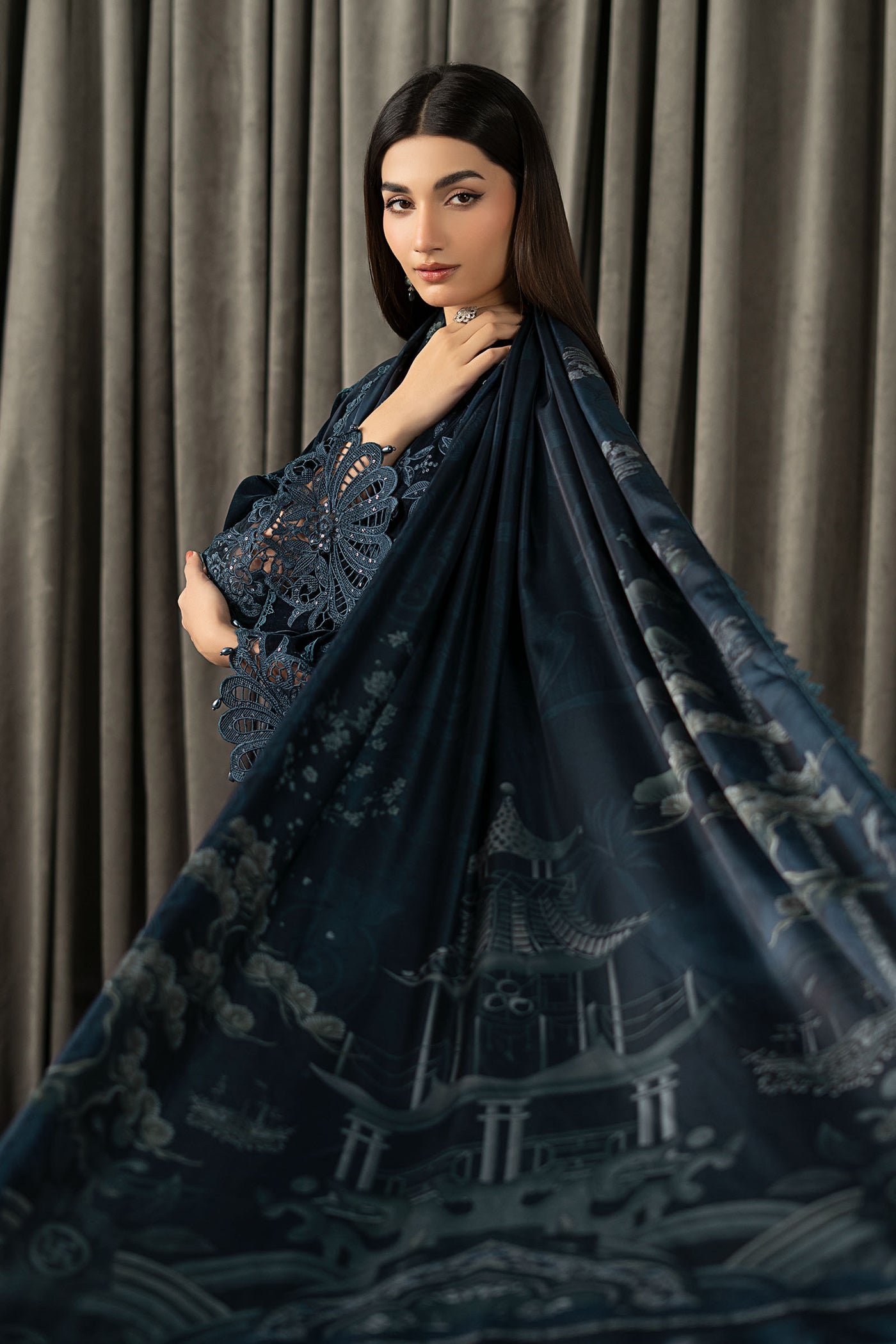 3 Piece Embroidered Velvet Suit