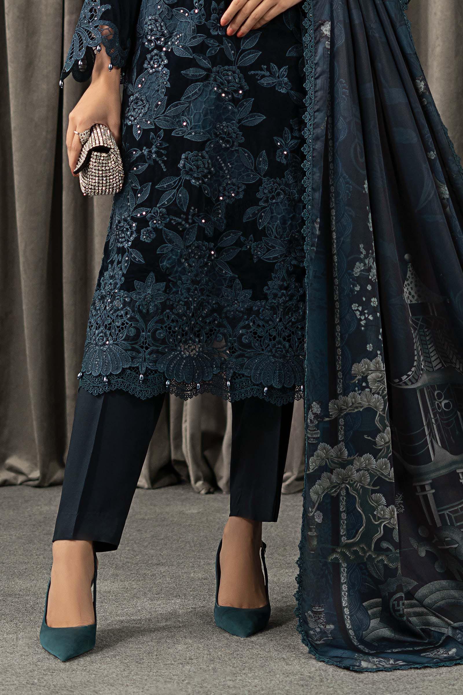 3 Piece Embroidered Velvet Suit