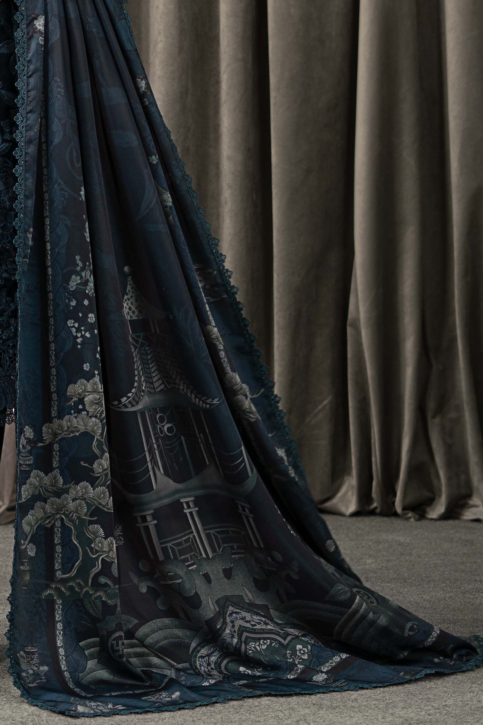 3 Piece Embroidered Velvet Suit