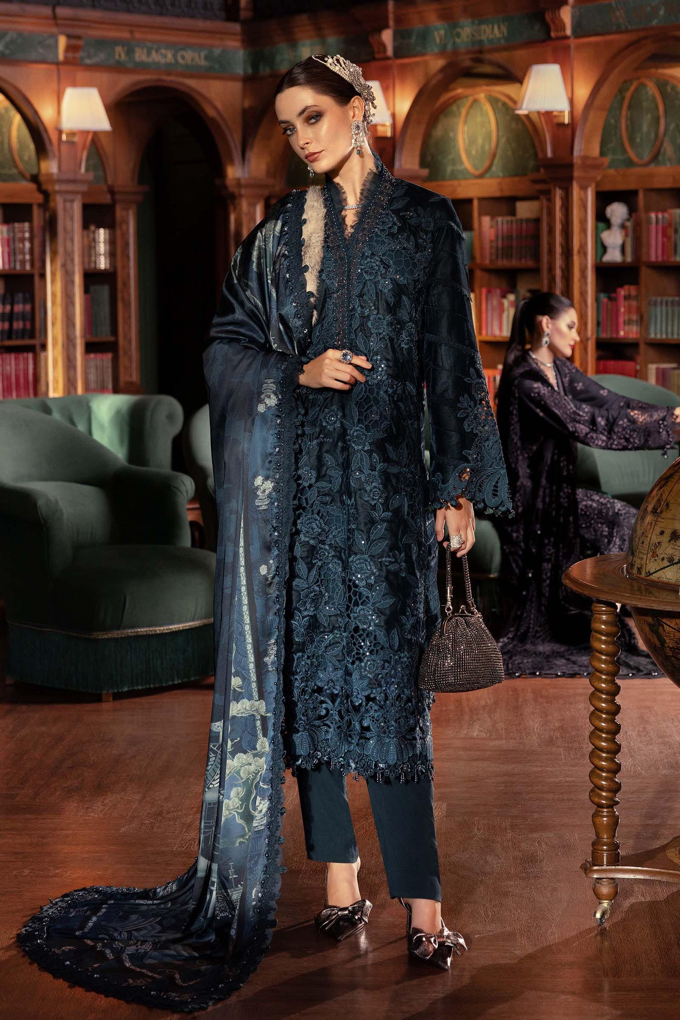 3 Piece Unstitched Embroidered Velvet Suit