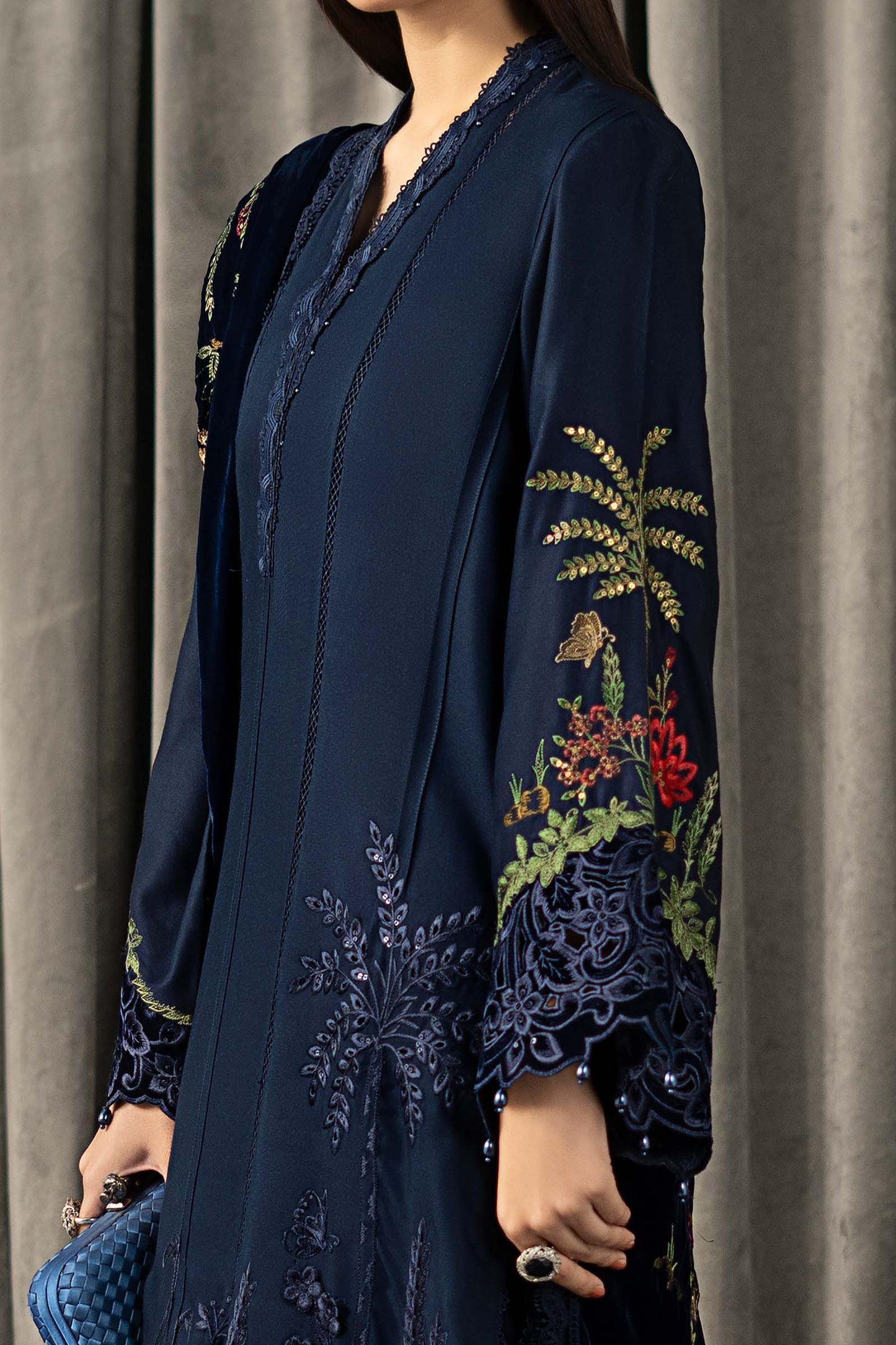 3 Piece Embroidered Twill Linen Suit