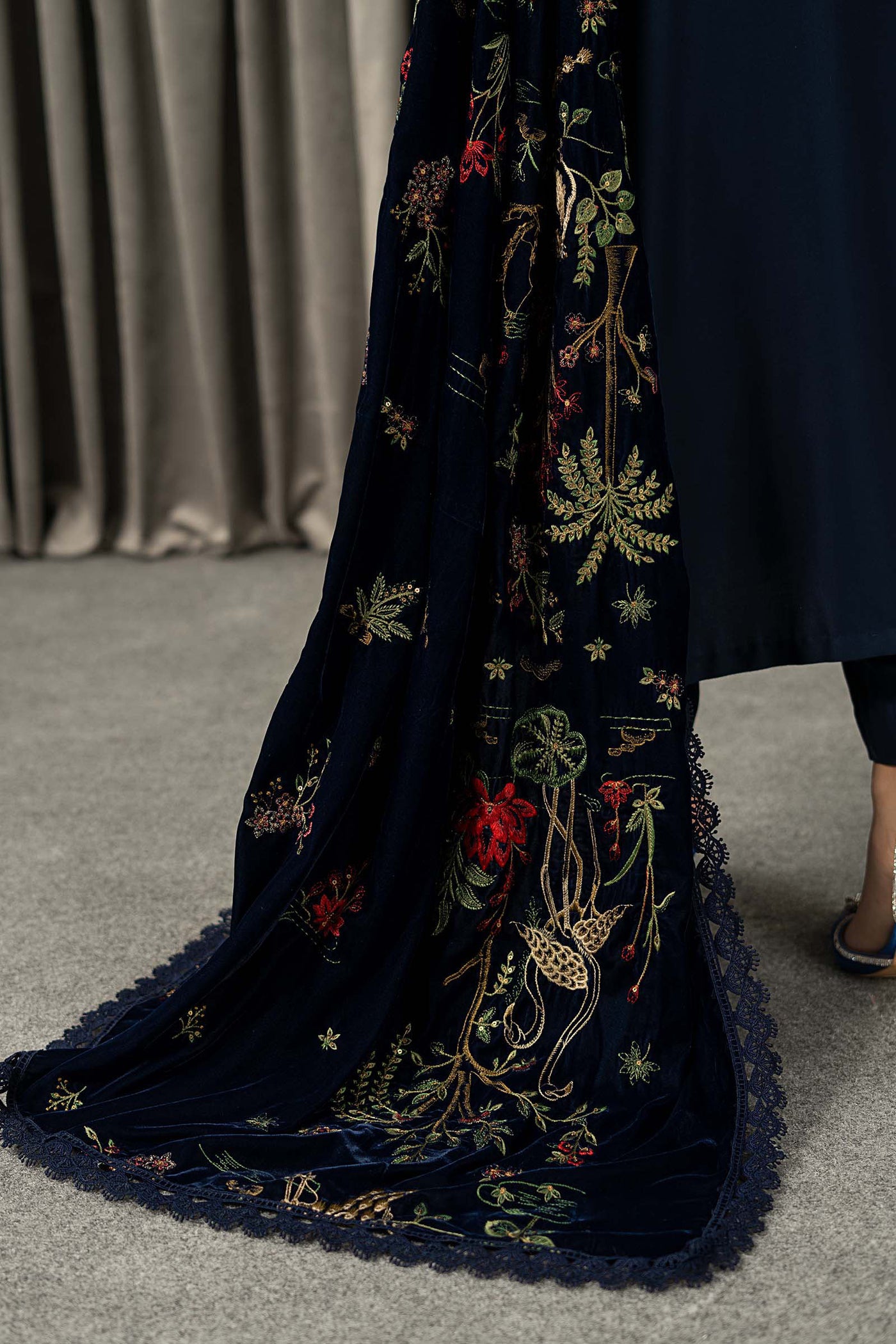 3 Piece Embroidered Twill Linen Suit