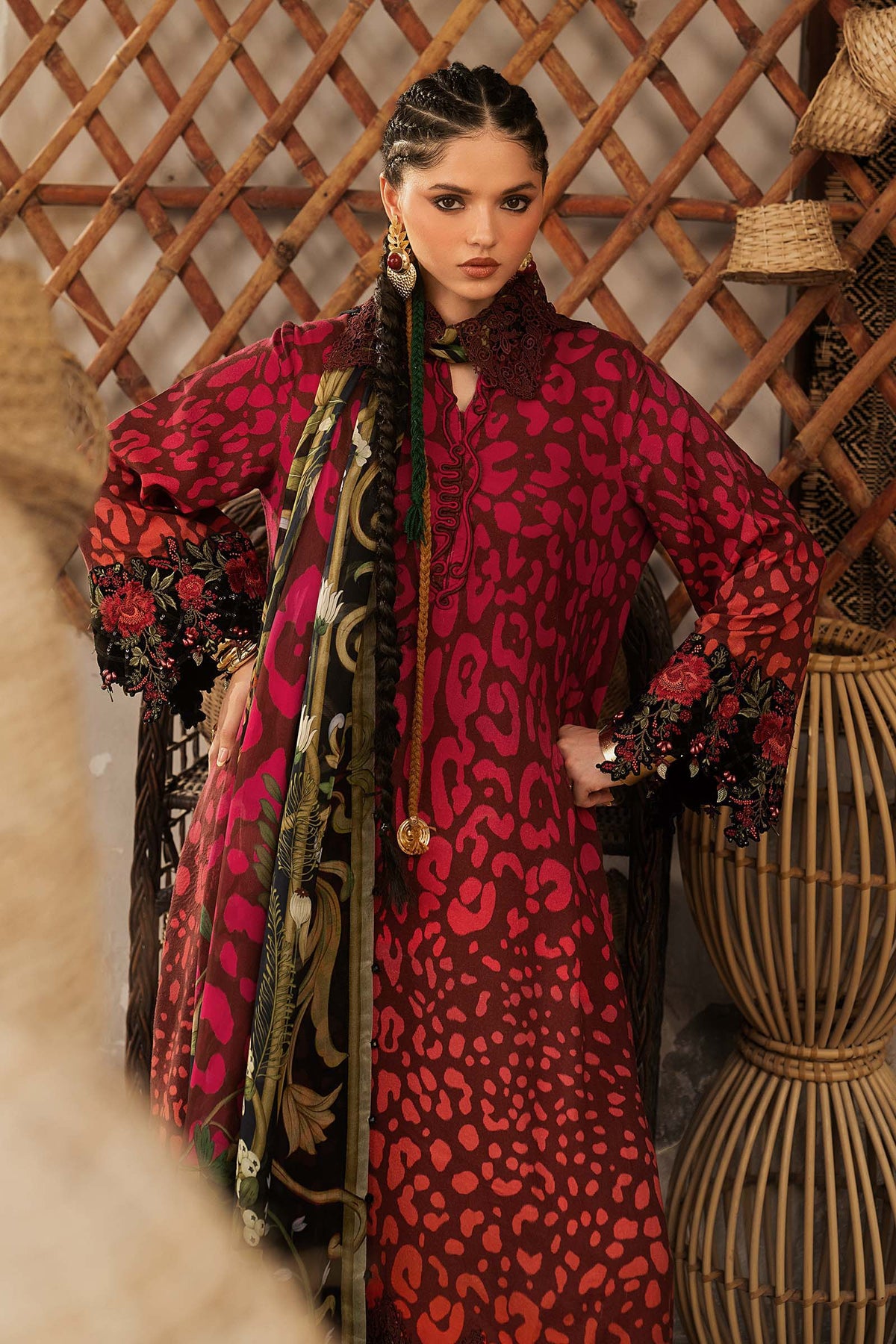 3 Piece Unstitched Embroidered Linen Suit