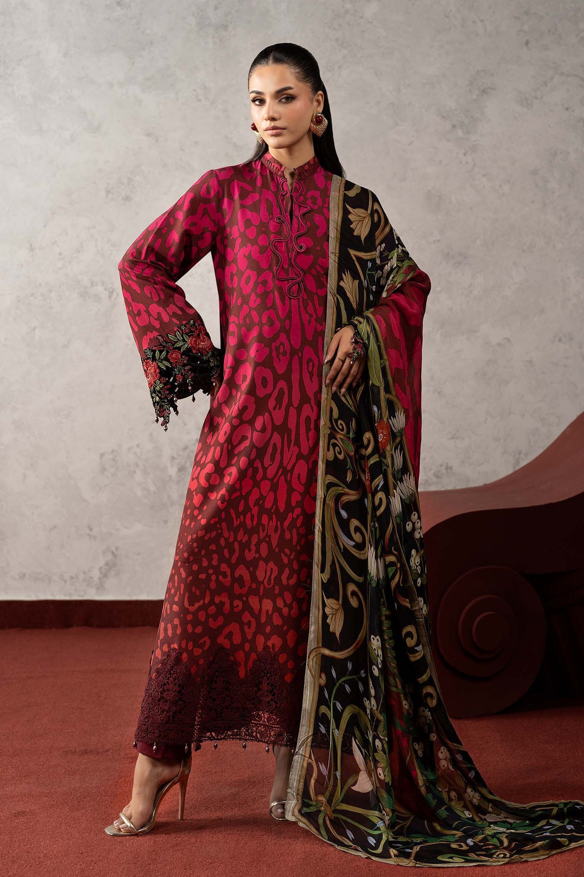 3 Piece Embroidered Linen Suit