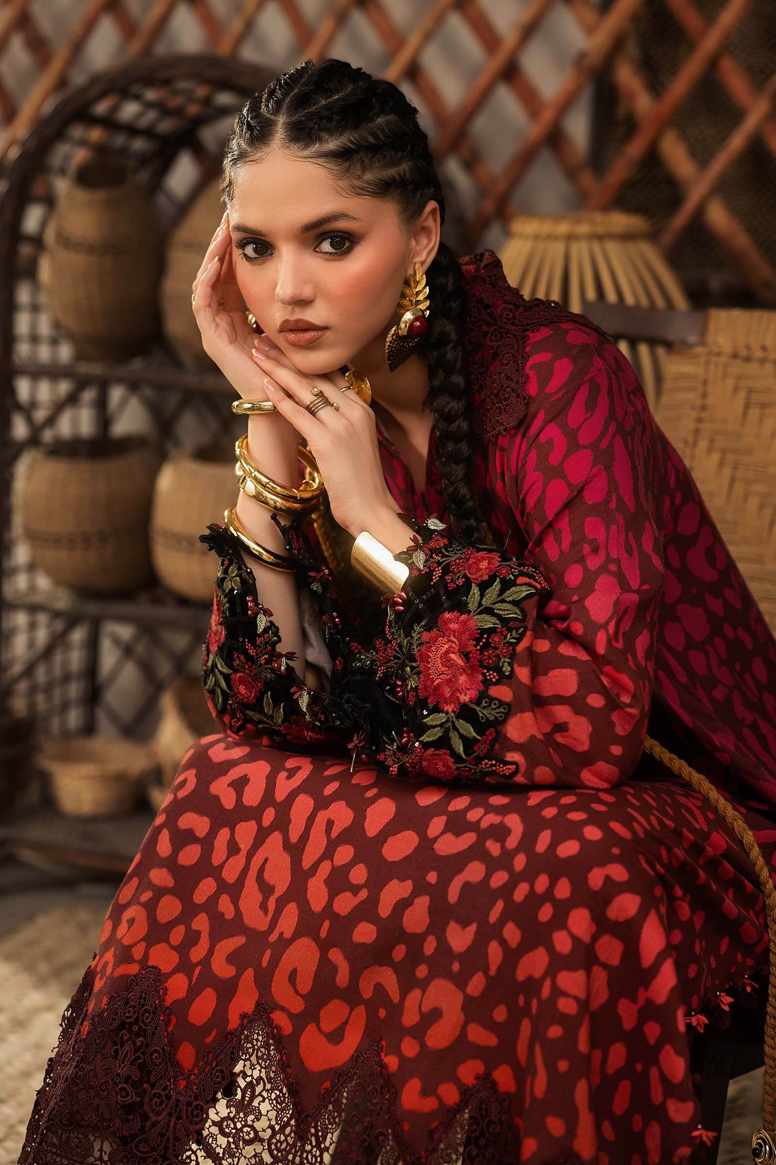 3 Piece Unstitched Embroidered Linen Suit