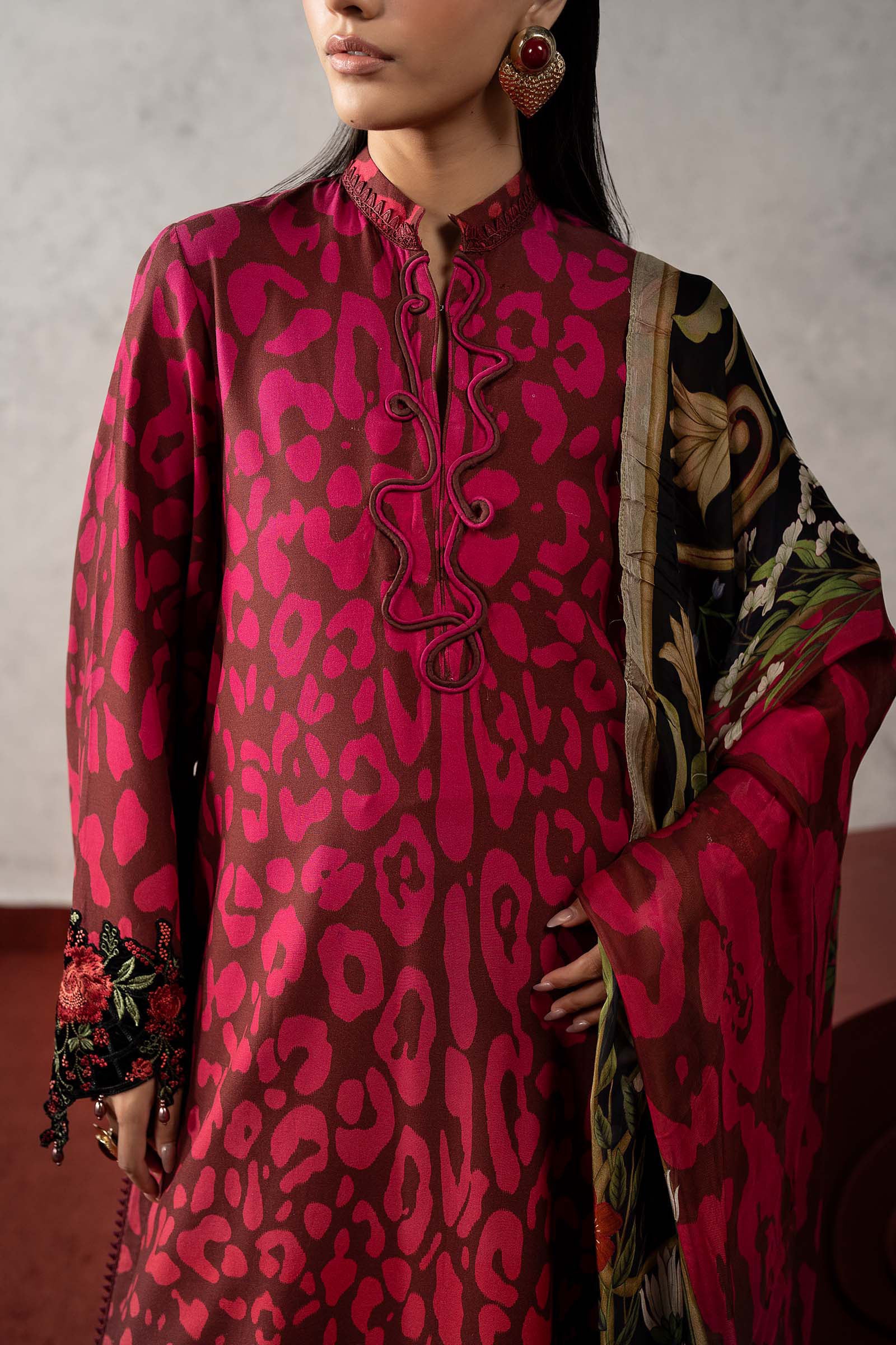 3 Piece Embroidered Linen Suit