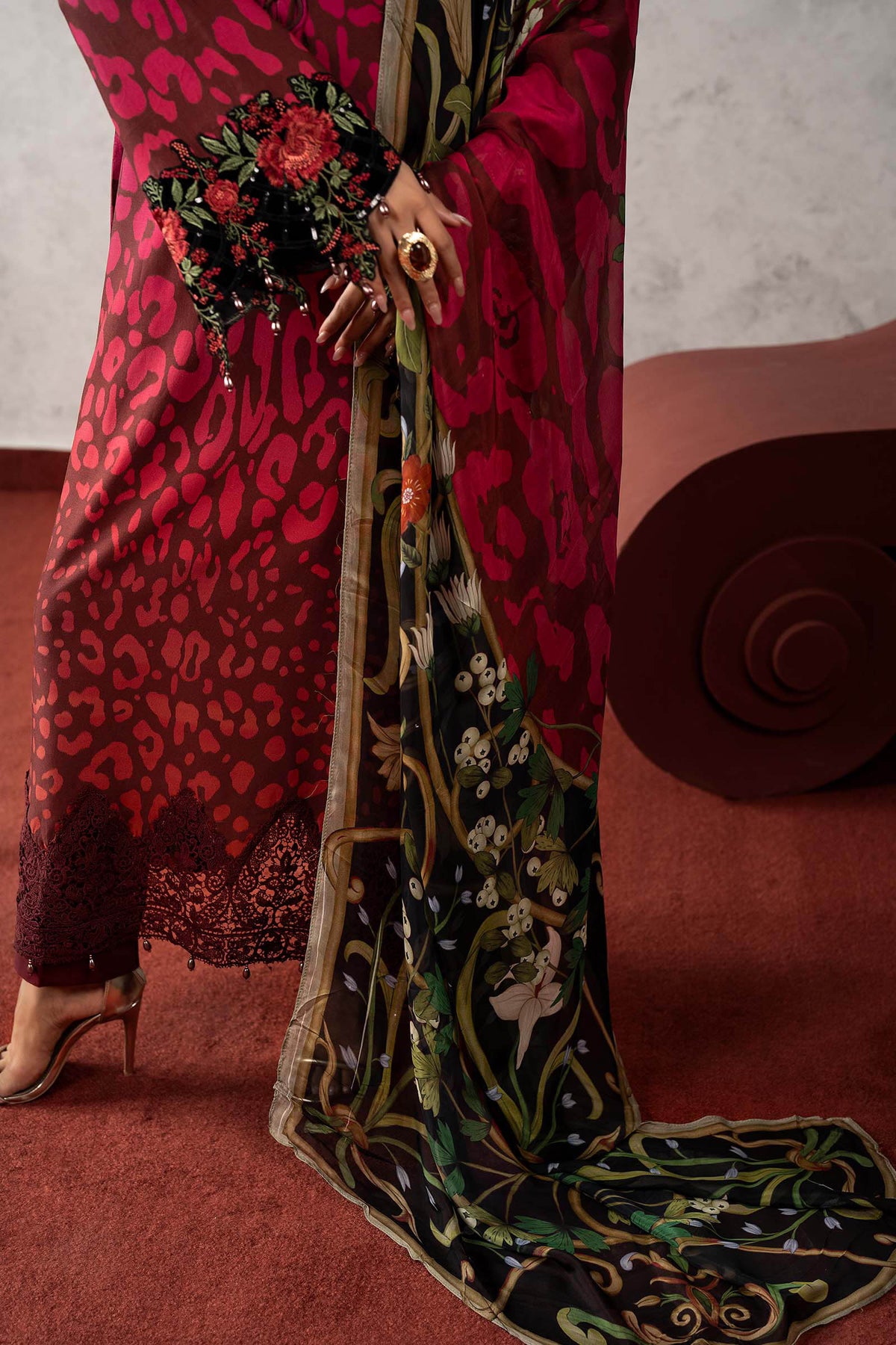 3 Piece Embroidered Linen Suit