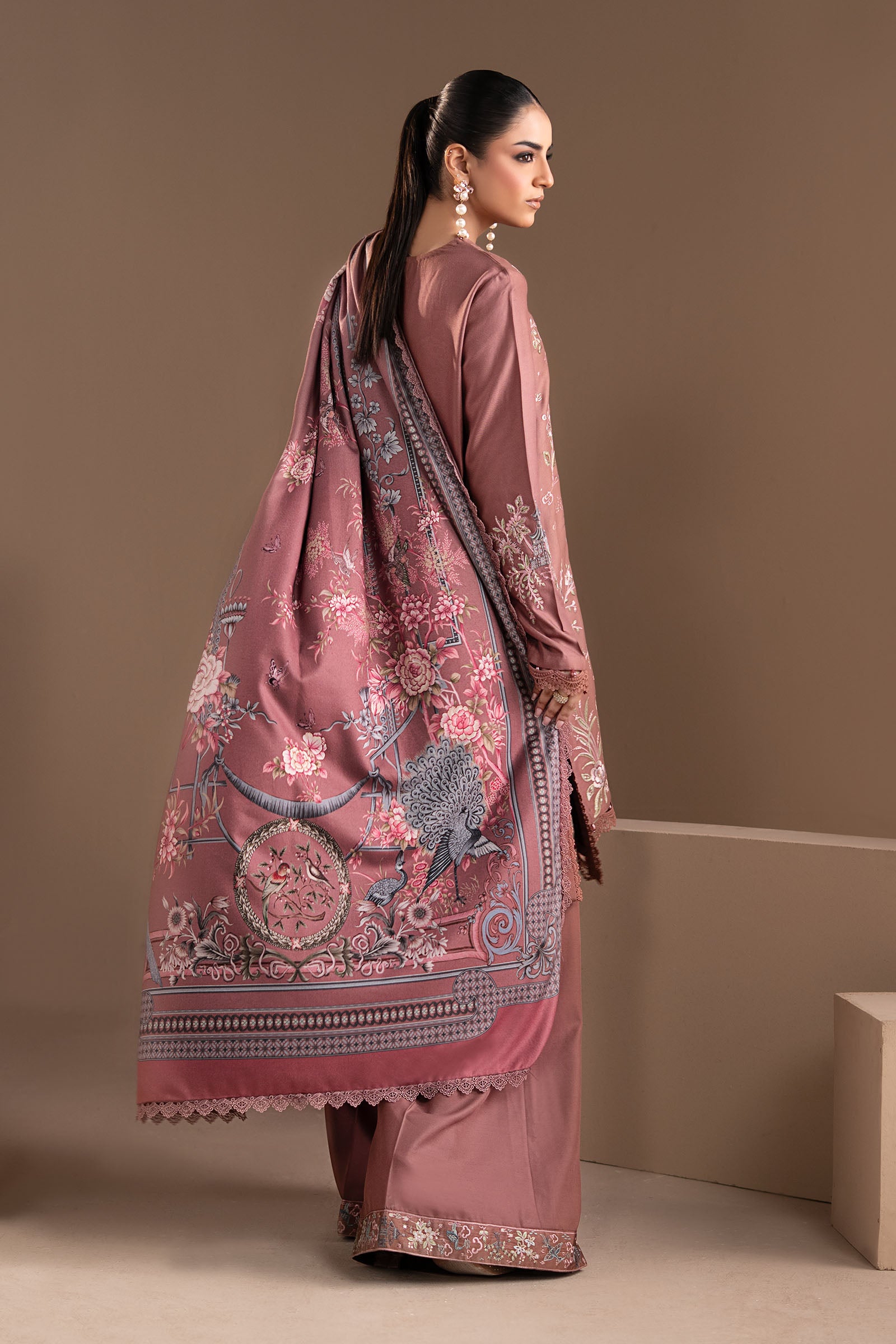 3 Piece Embroidered Twill Linen Suit