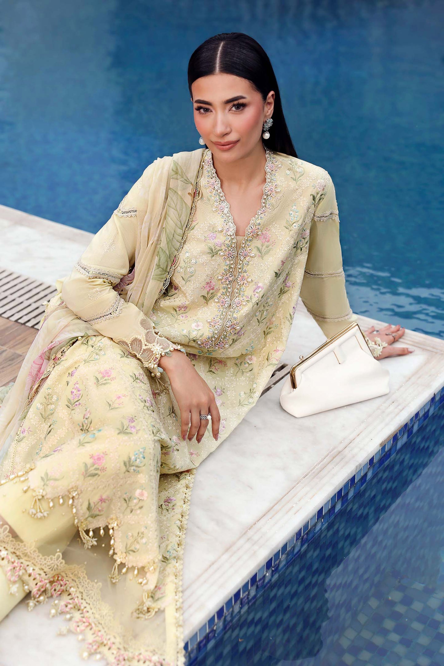 3 Piece Unstitched Embroidered Lawn Suit