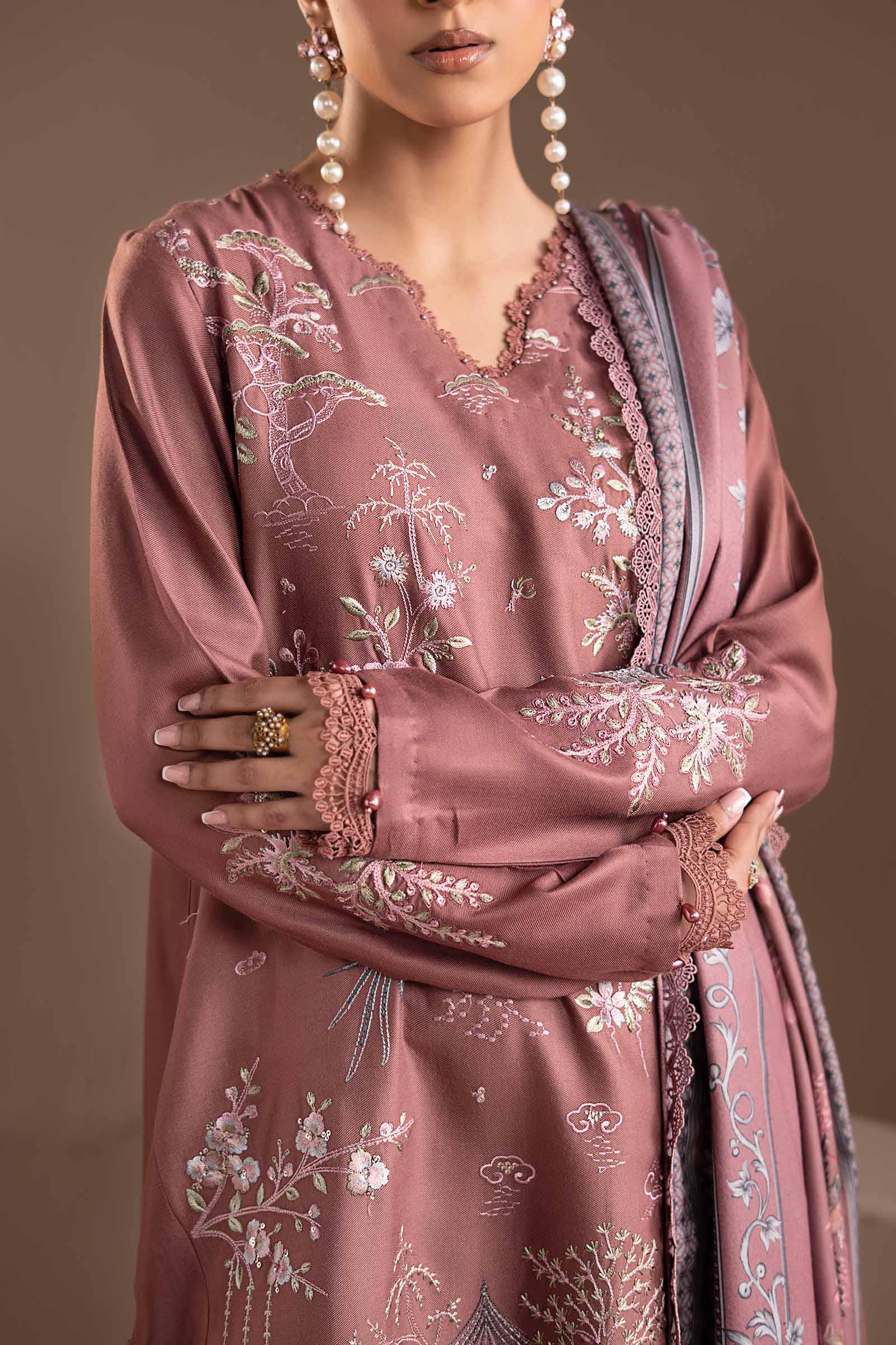 3 Piece Embroidered Twill Linen Suit