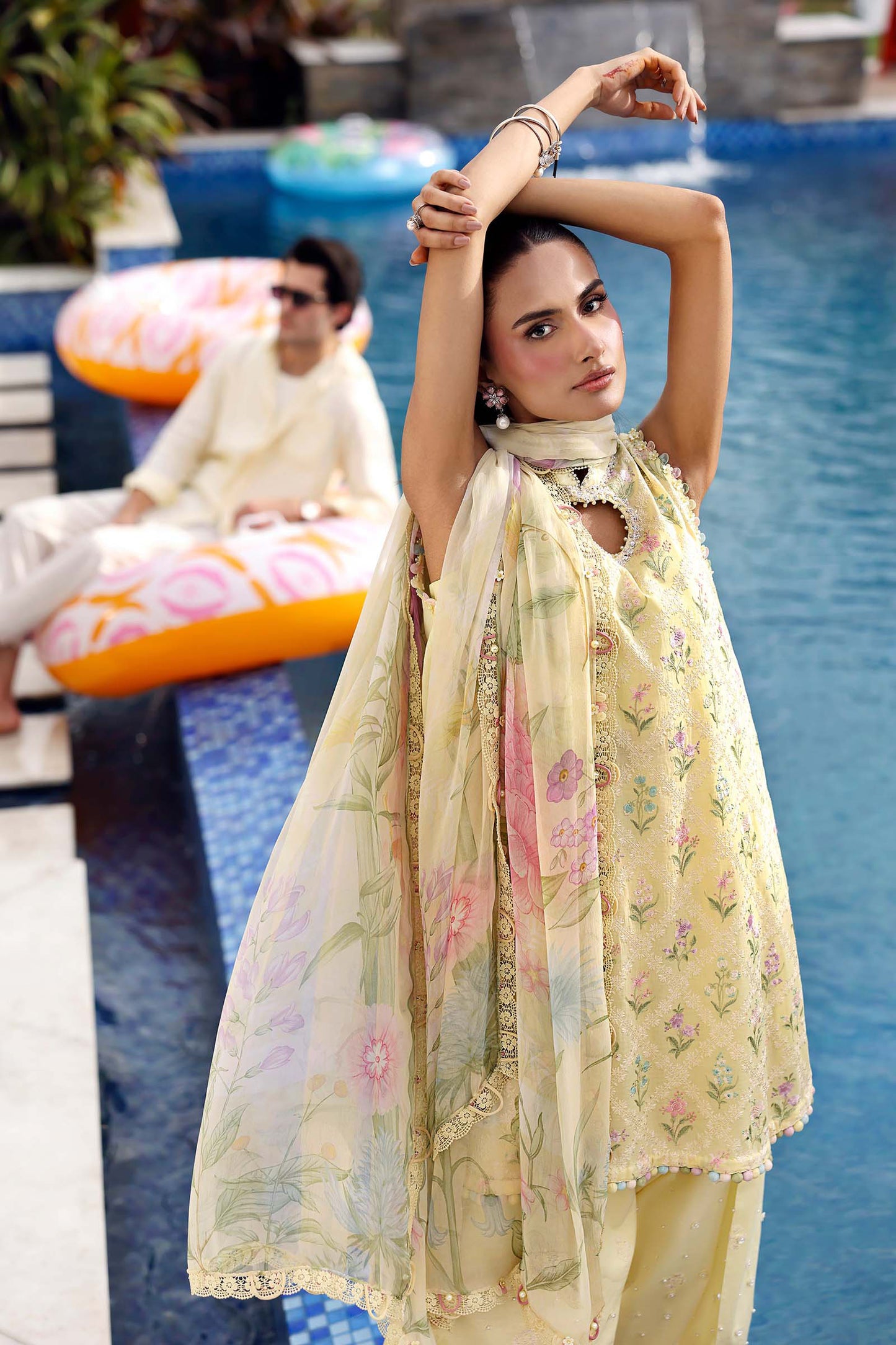 3 Piece Unstitched Embroidered Lawn Suit