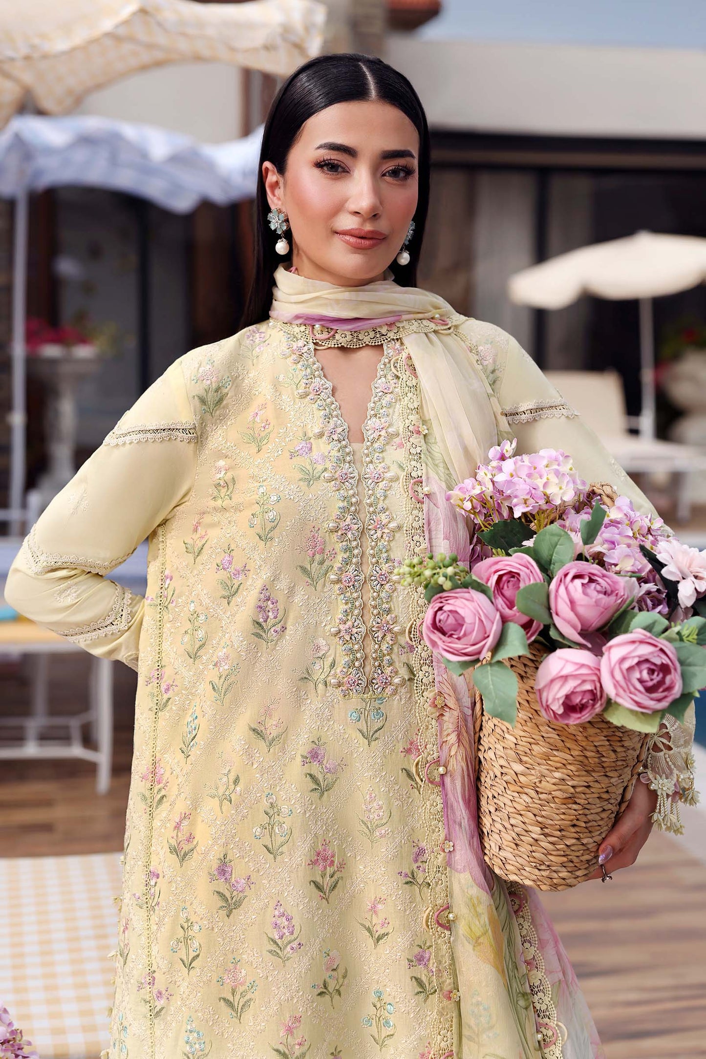 3 Piece Unstitched Embroidered Lawn Suit