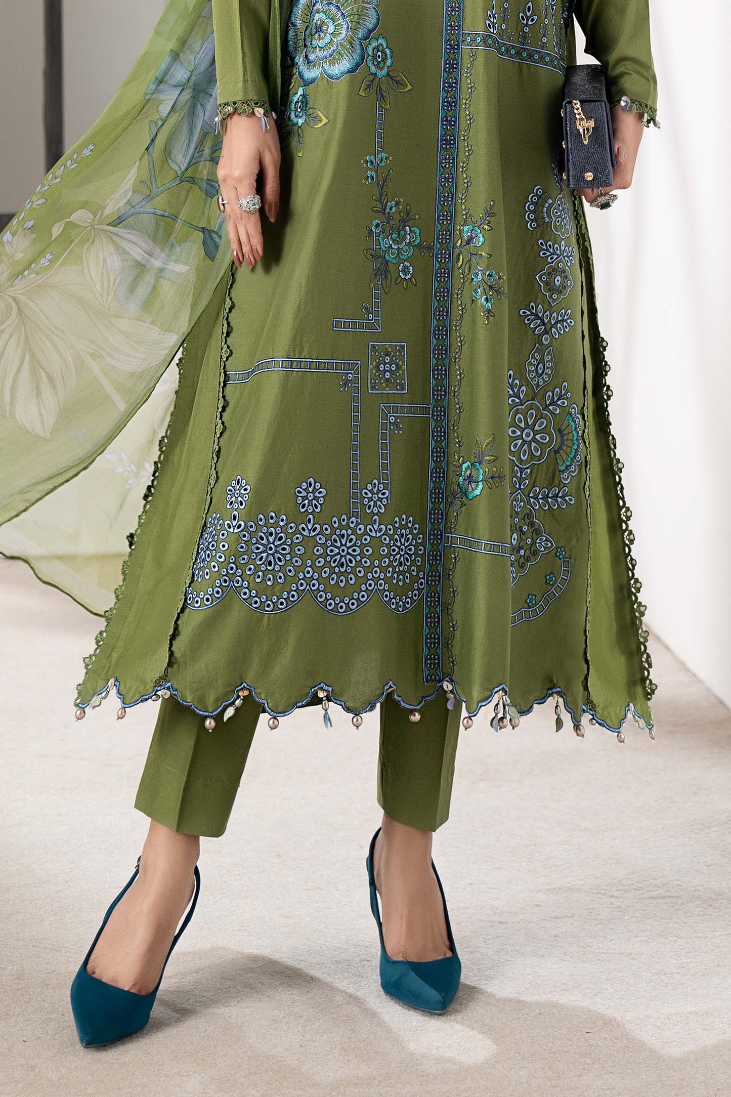 3 Piece Embroidered Cambric Suit