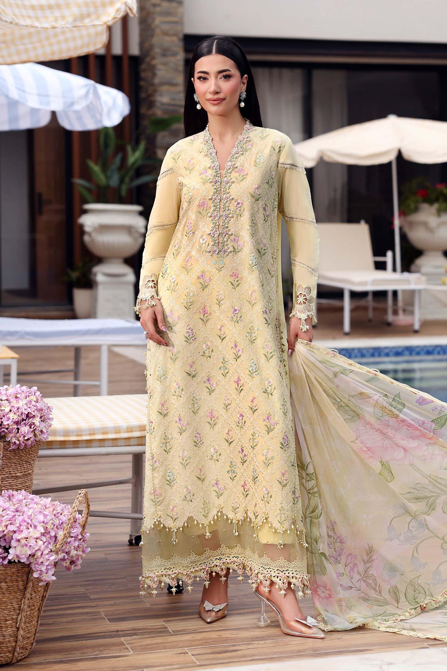 3 Piece Unstitched Embroidered Lawn Suit