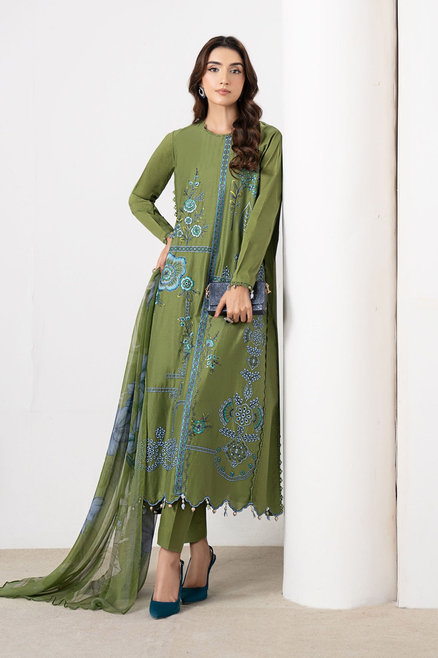 3 Piece Embroidered Cambric Suit