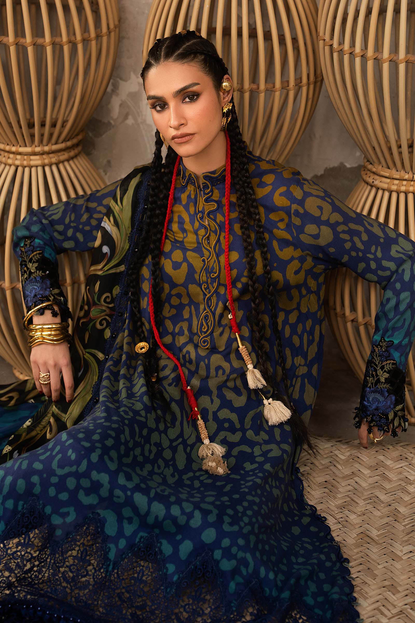 3 Piece Unstitched Embroidered Linen Suit