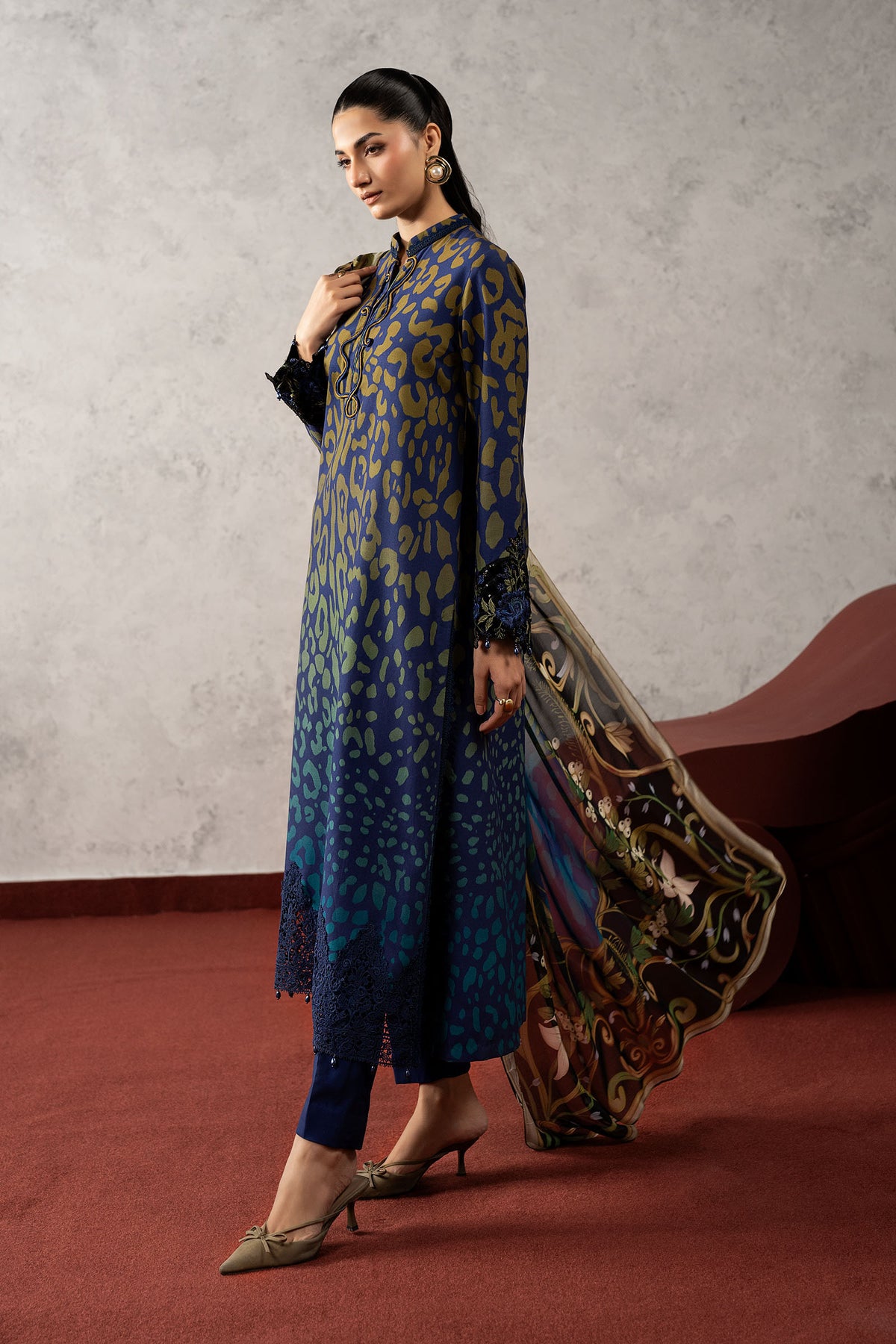 3 Piece Embroidered Linen Suit