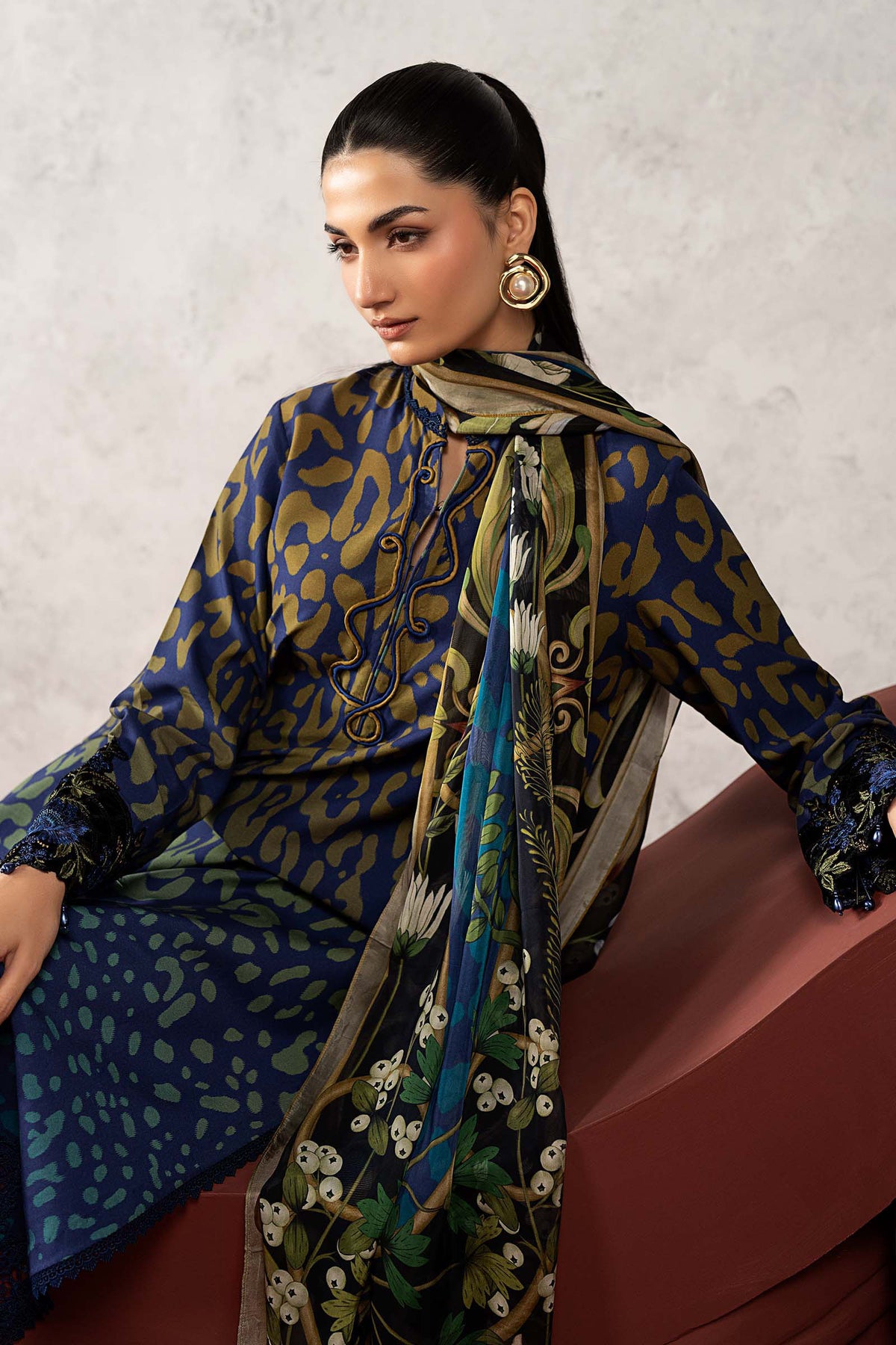 3 Piece Embroidered Linen Suit