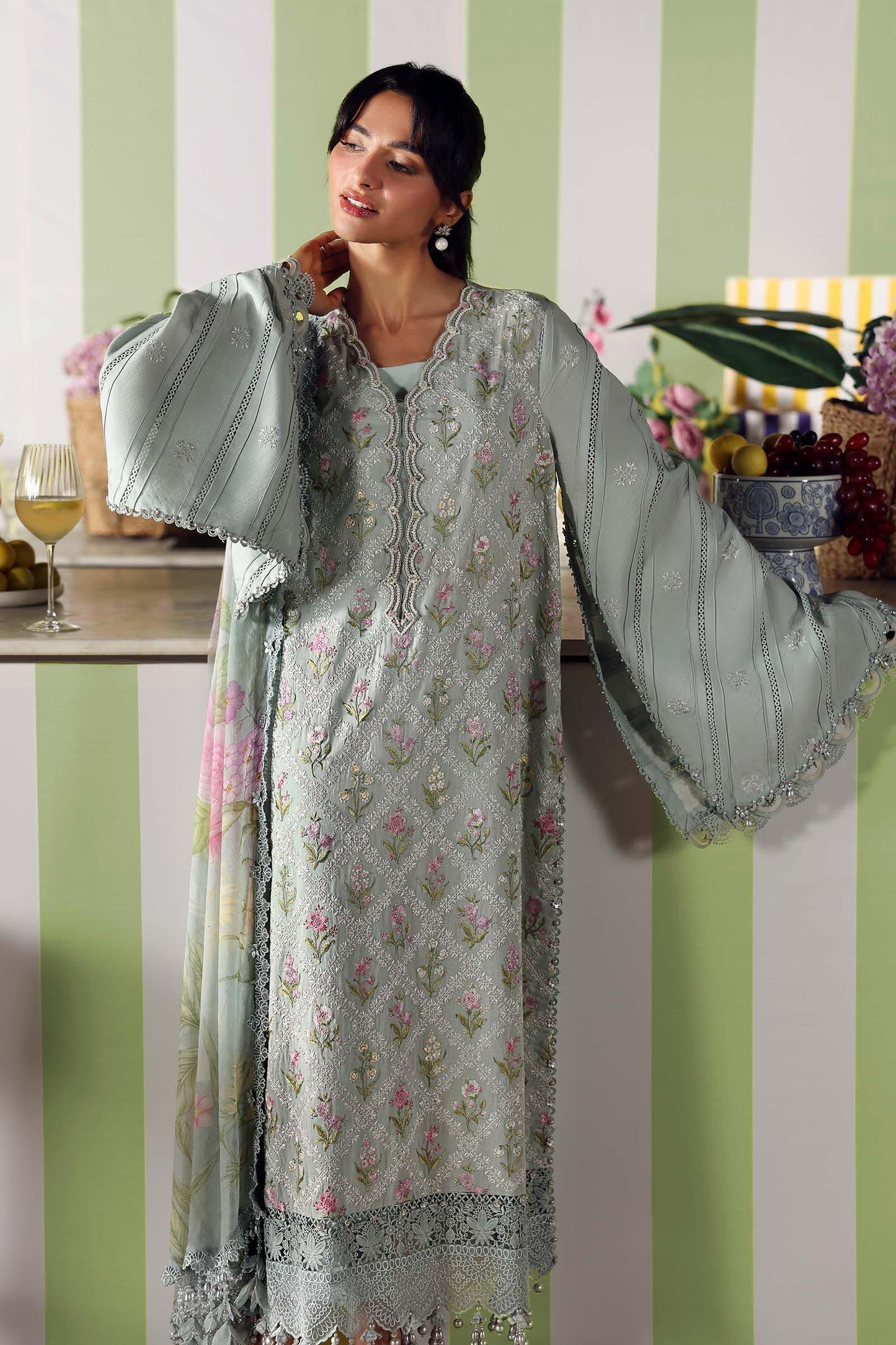 3 Piece Unstitched Embroidered Lawn Suit