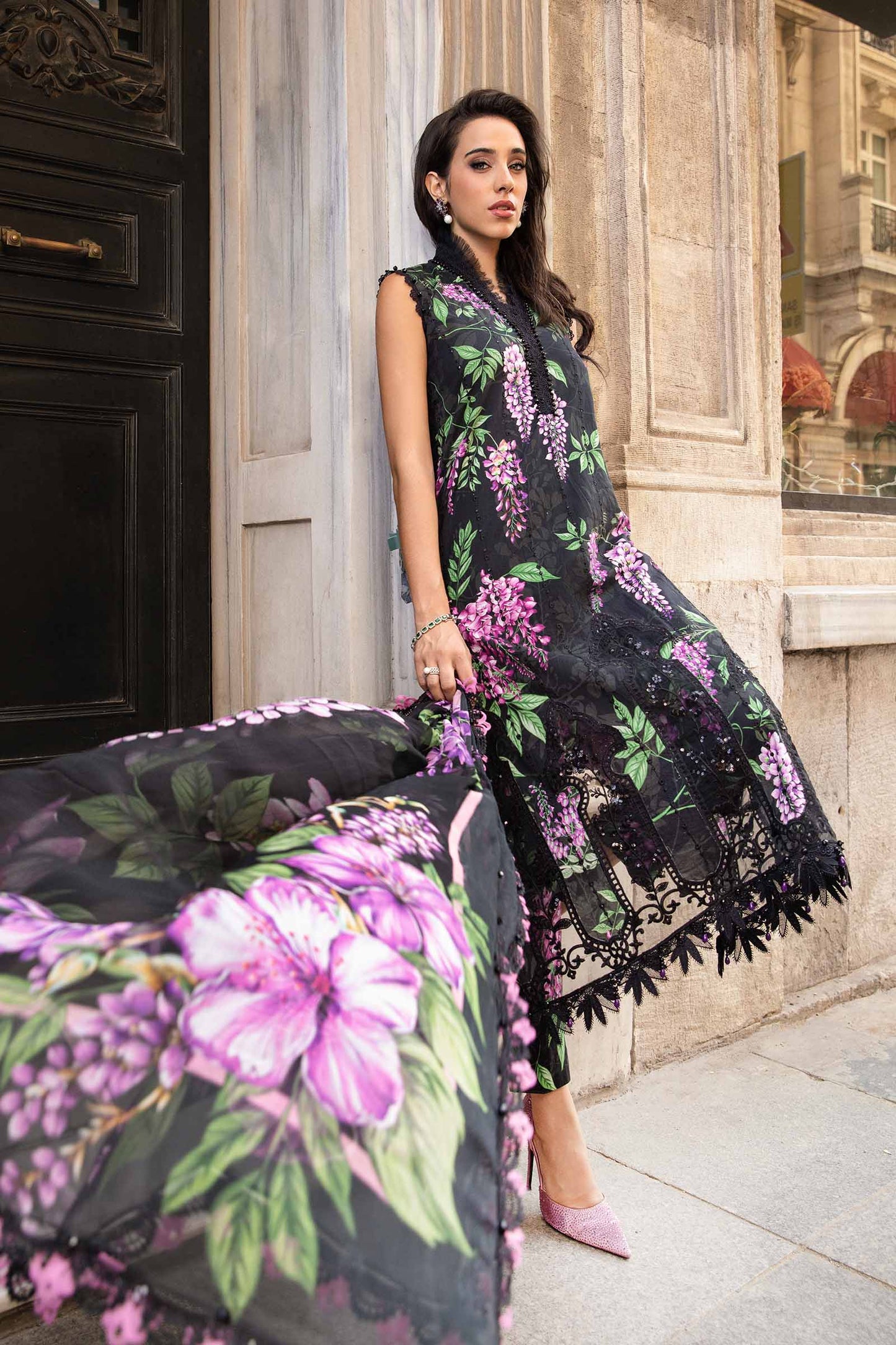 3 Piece Unstitched Printed Cambric Suit | MPT-2301-B