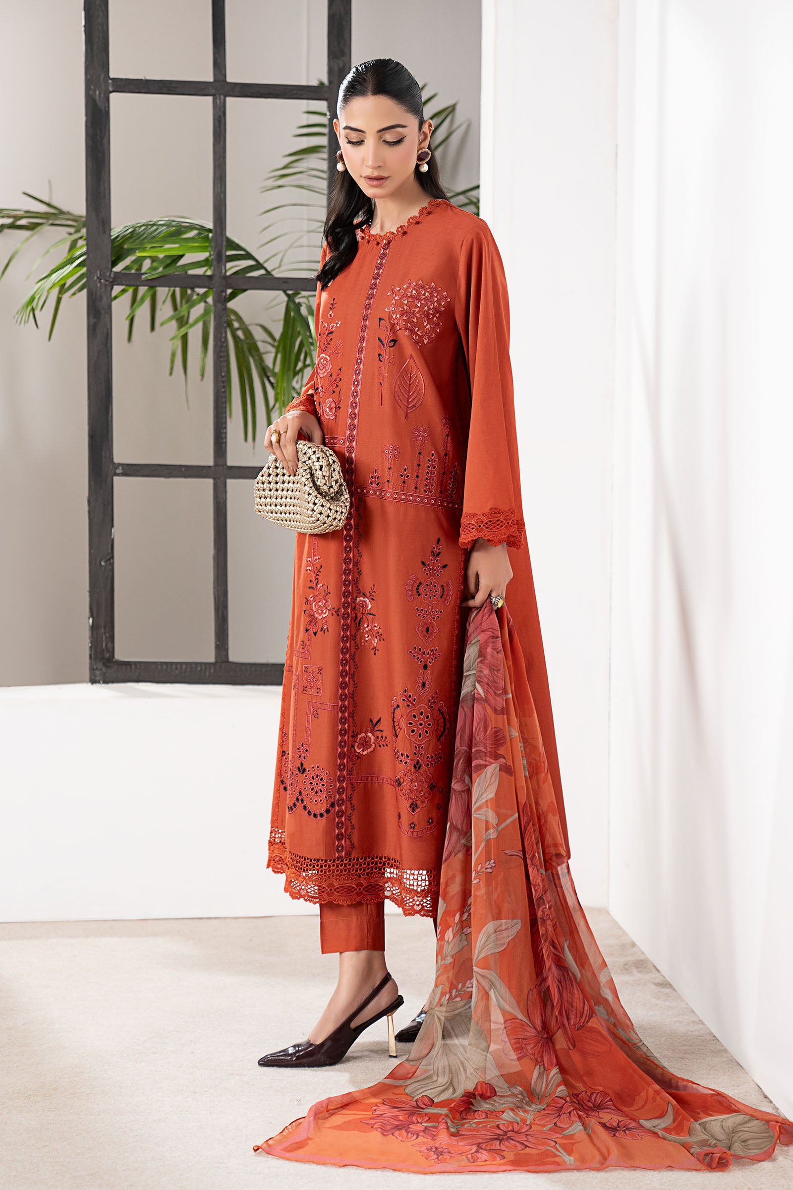 3 Piece Embroidered Cambric Suit