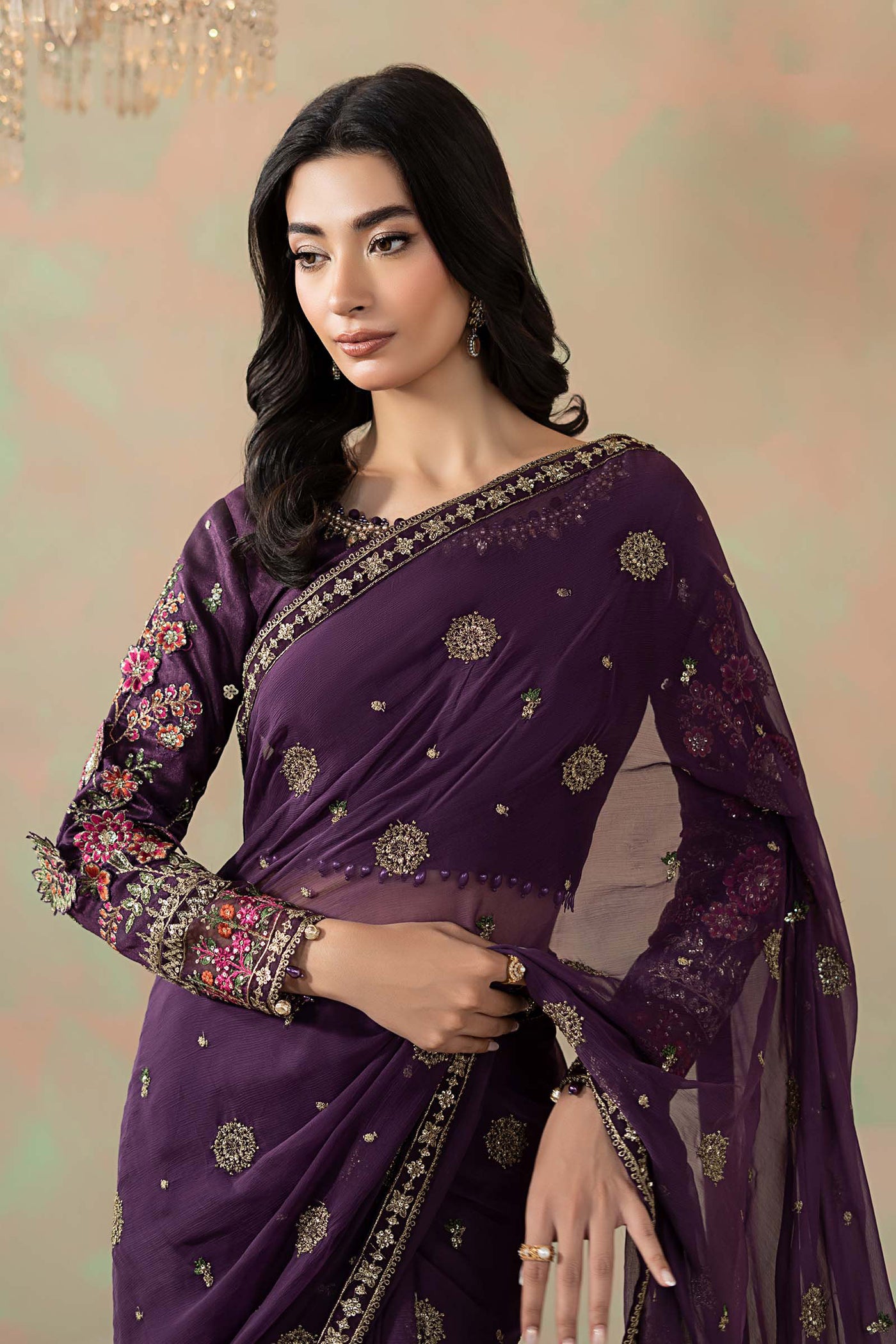 Embroidered Chiffon Saree