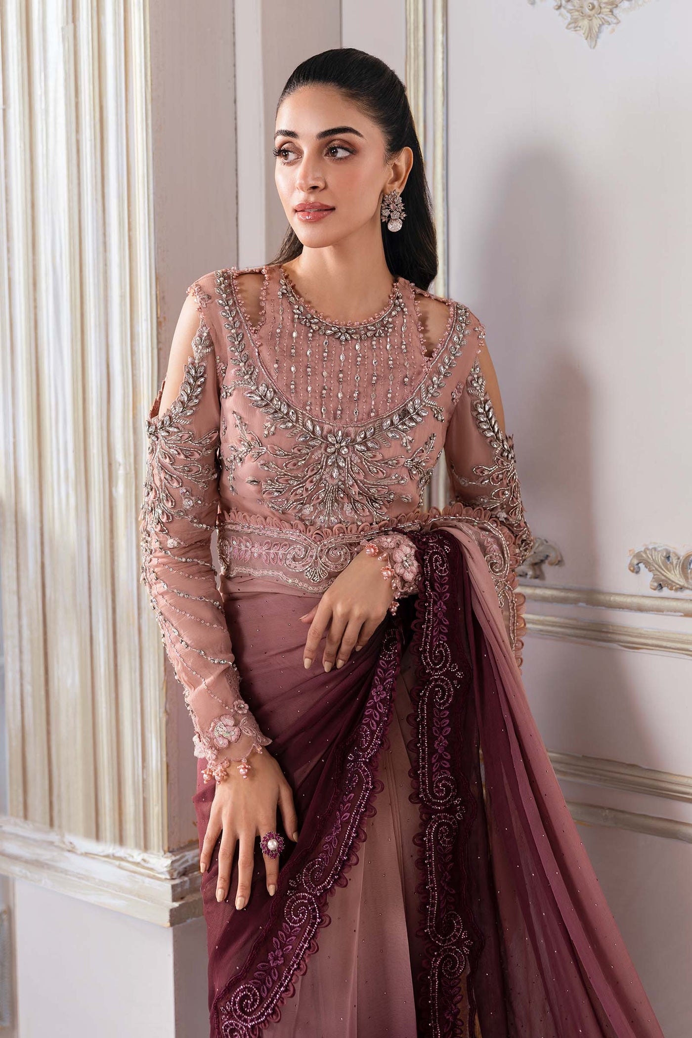 Unstitched Embroidered Chiffon Saree | BD-3001
