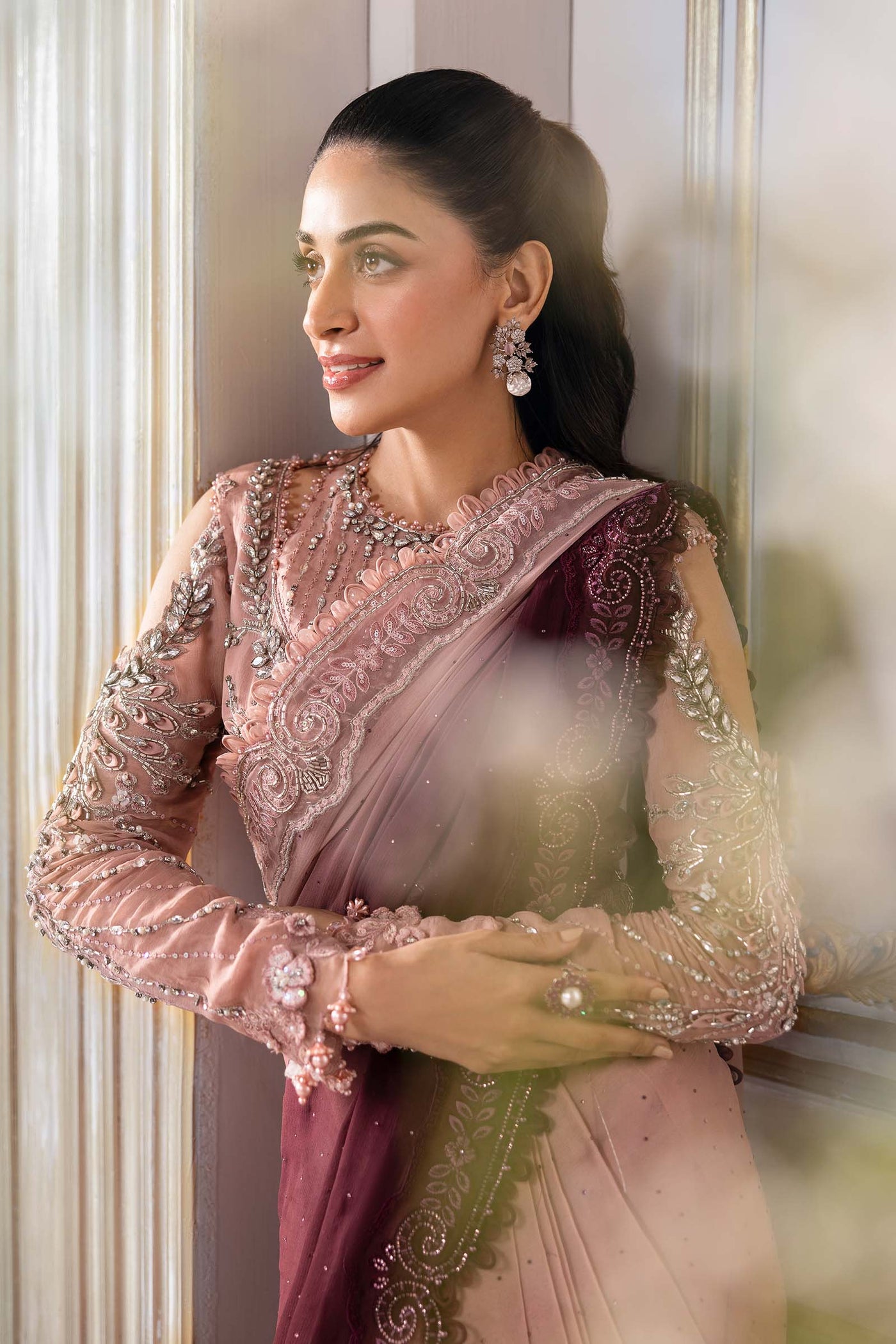 Unstitched Embroidered Chiffon Saree | BD-3001