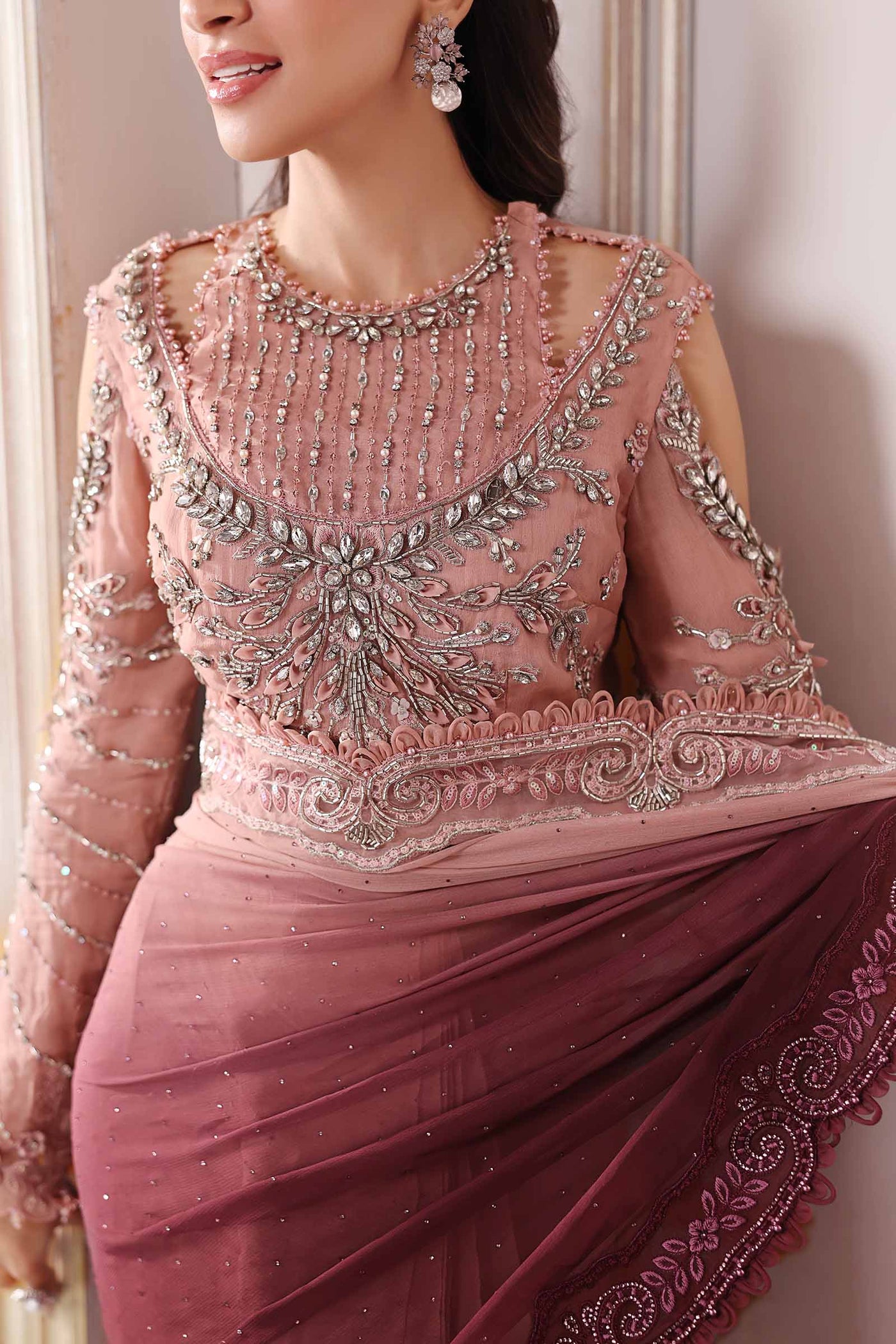 Unstitched Embroidered Chiffon Saree | BD-3001