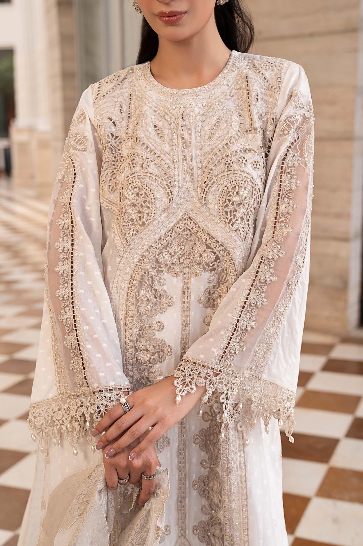 3 Piece Embroidered Jacquard Lawn Suit