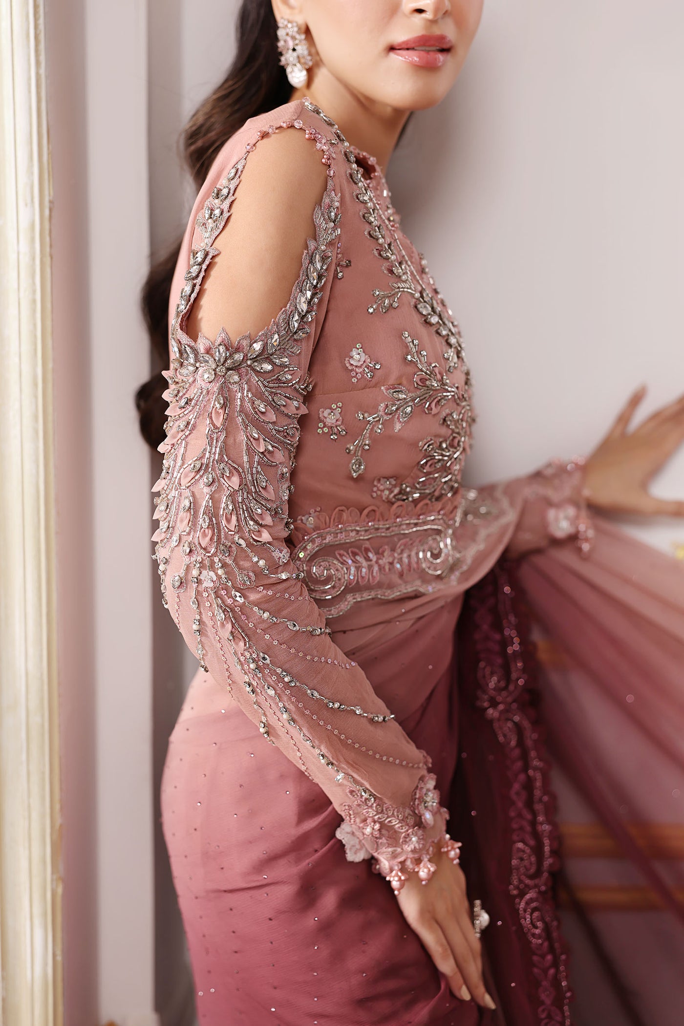 Unstitched Embroidered Chiffon Saree | BD-3001
