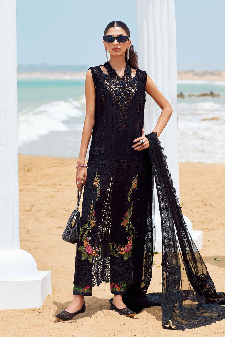 3 Piece Unstitched Embroidered Lawn Suit | EID LAWN-25-01 Lawn EL02501-999-BLK